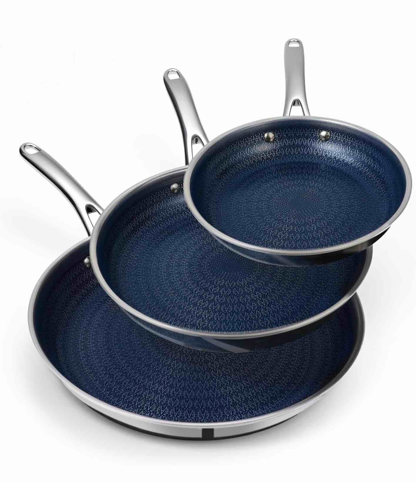 Ammeloo Hybrid Tri-Ply Stainless Steel Frying Pans Set,