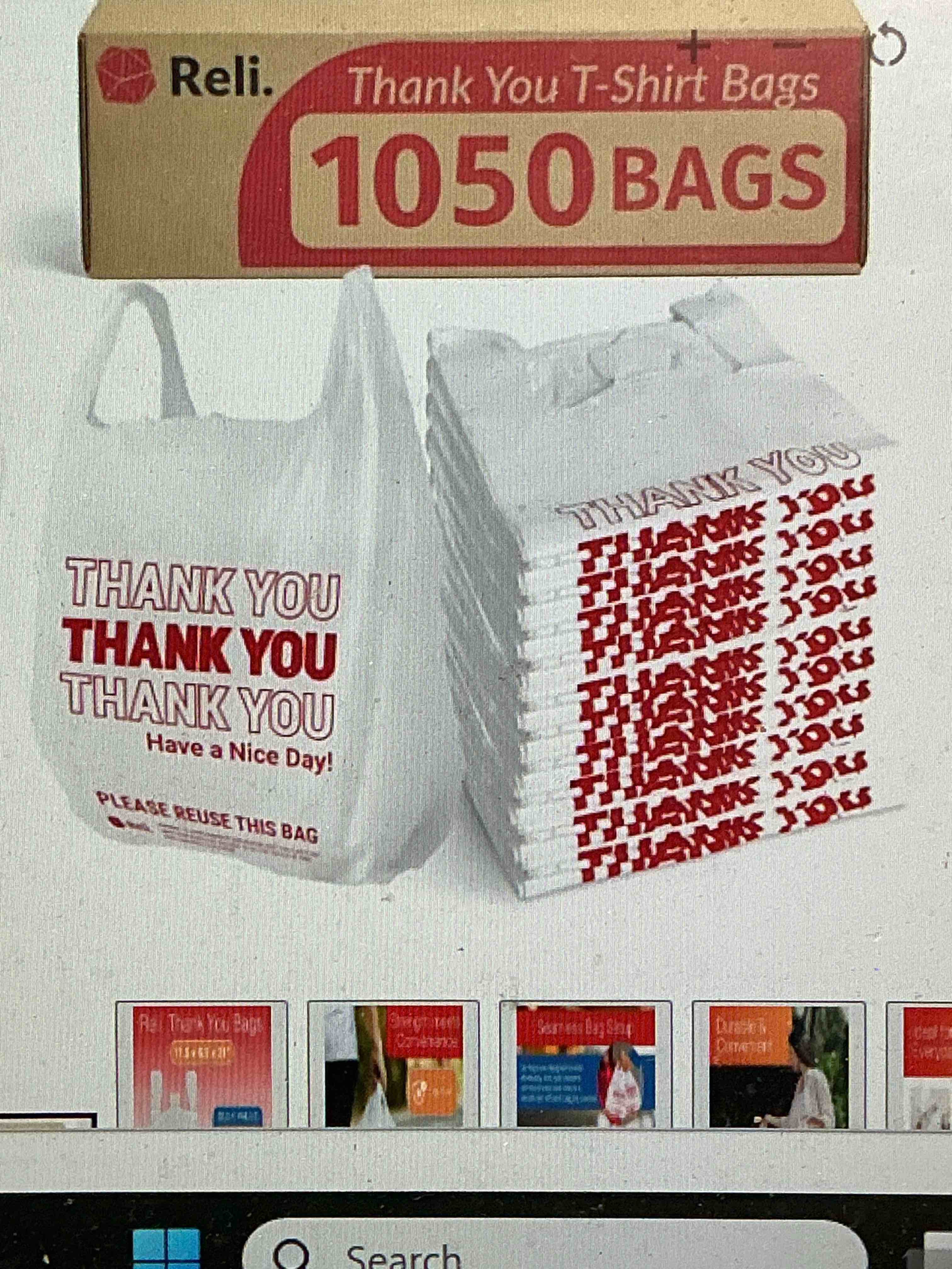Reli. Plastic Bags Thank You (1000 Count) | White Grocery Bags, Plastic Shopping Bags with Handles