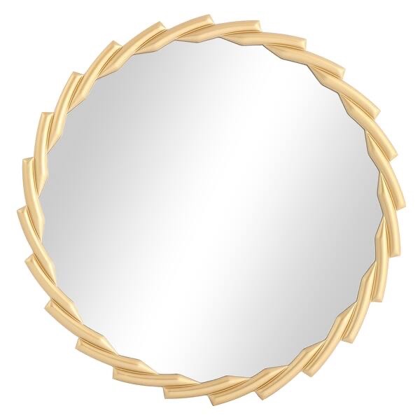 Gold Round Decorative Wood Carved Frame Wall Mirror