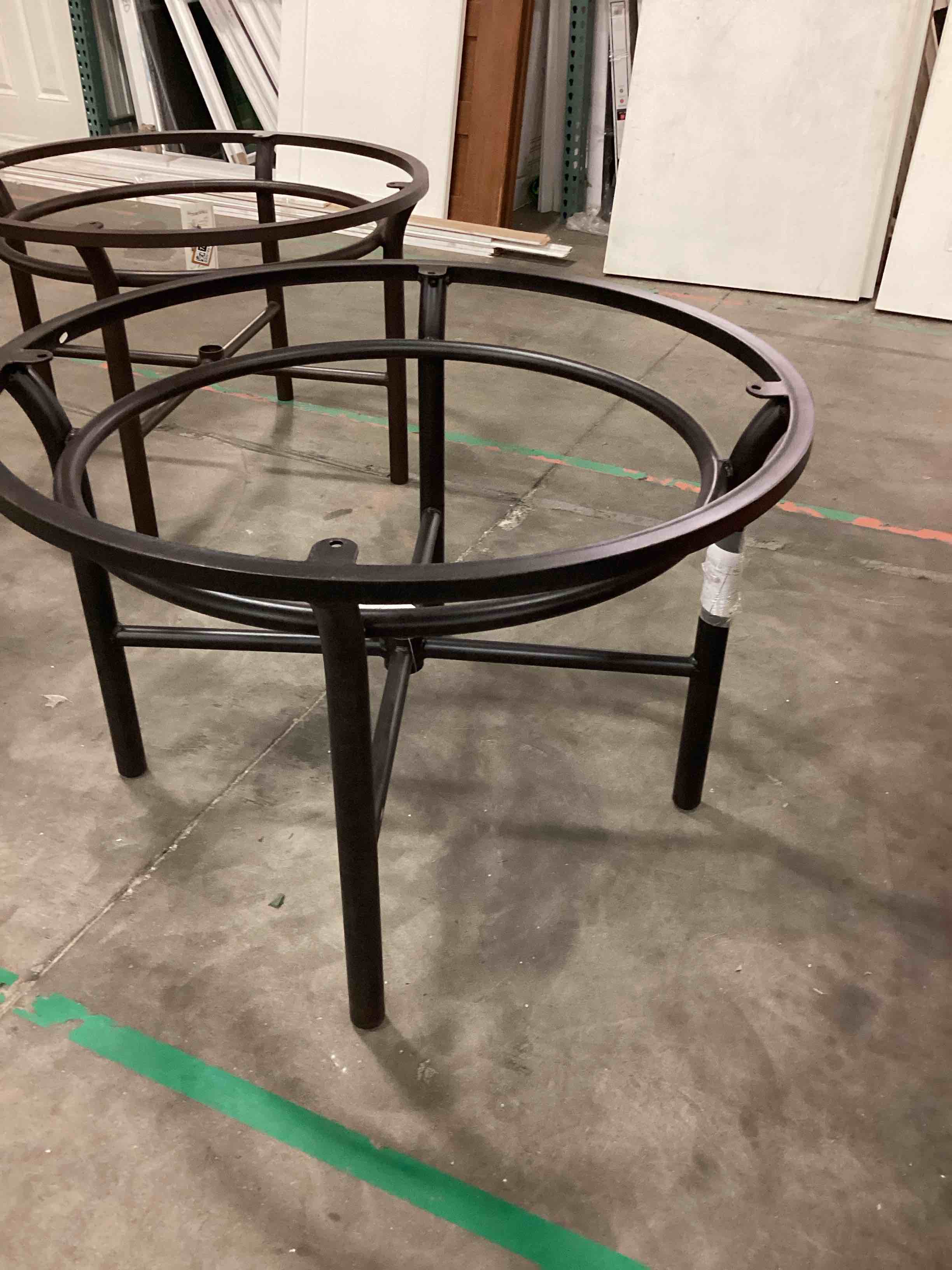 Metal Round Patio Table With Umbrella Hole, Dark Brown By Mallin Casual Furniture ( See description)