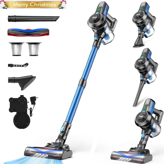 inse cordless vacuum cleaner,6 in 1 powerful stick handheld vacuum,25kpa vacuum cleaner,45min runtime,lightweight cordless stick vacuum for hard floor carpet pet hair