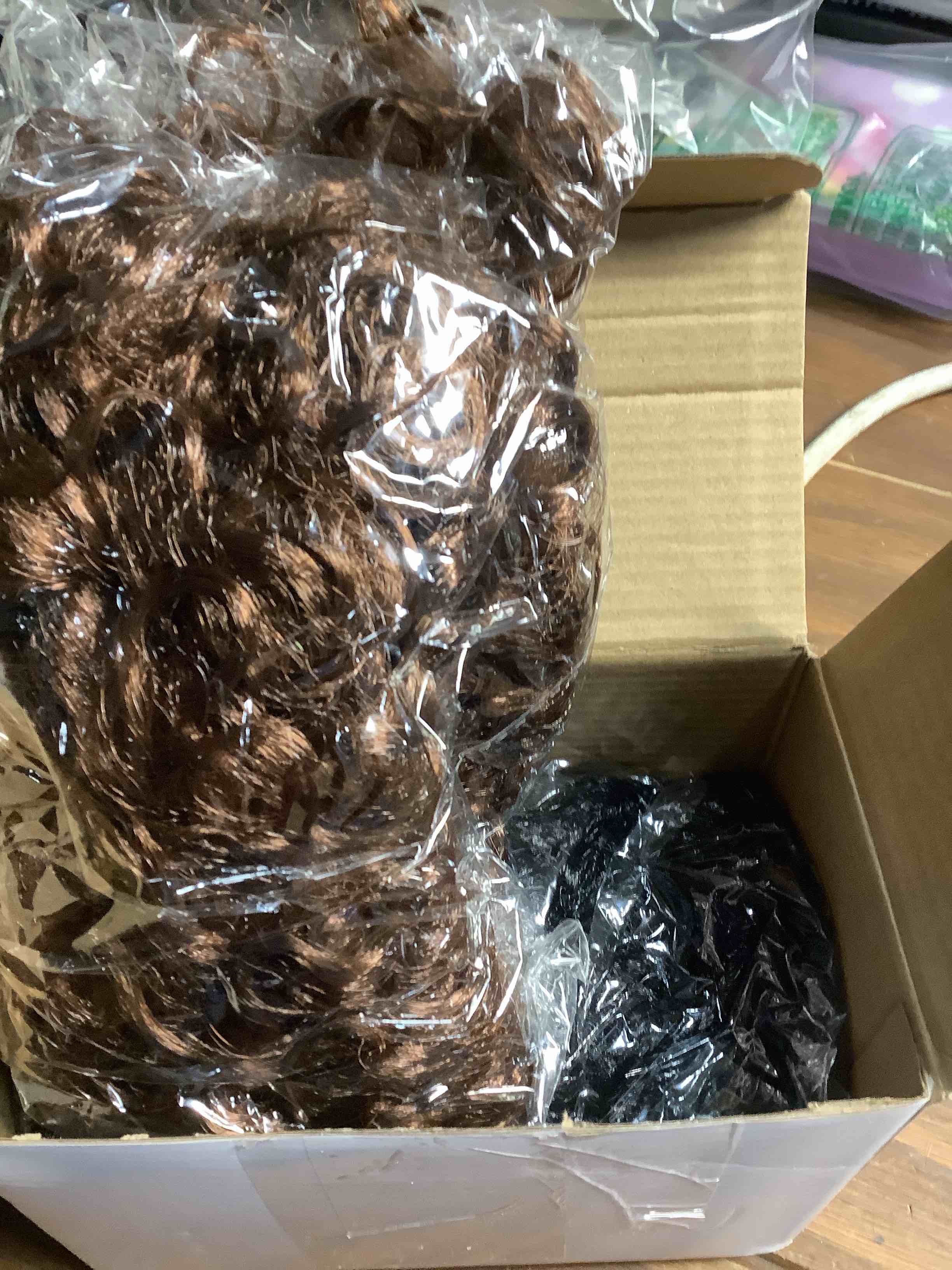 Condition photo showing Good Condition for 2 Pcs Afro Wig Short Curly Rocker Party Afro Wig 70s 80s Synthetic Fluffy Cosplay Fancy Funny Wigs for Men Women (Black, Brown)