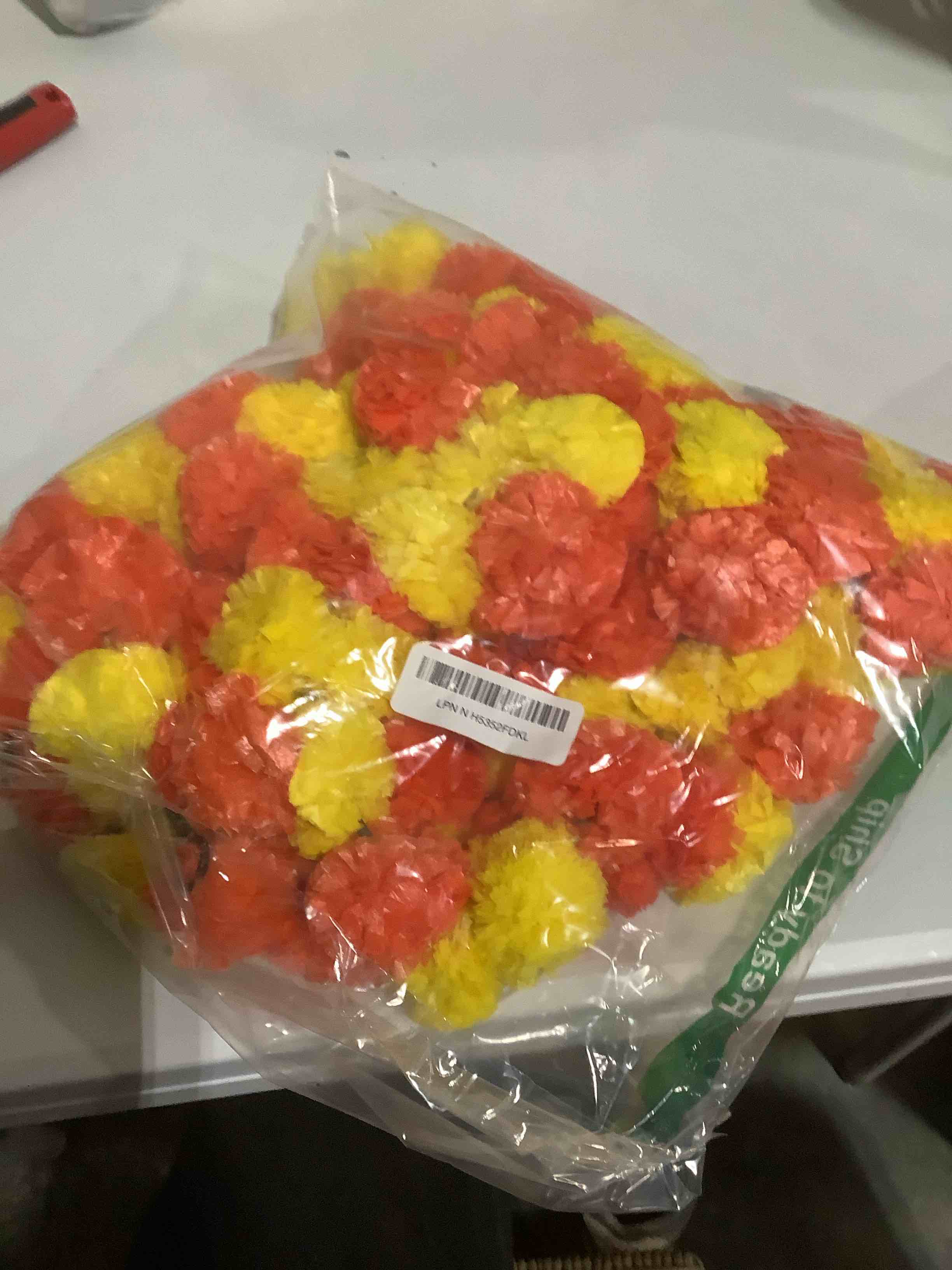 Condition photo showing Good Condition for 5 PC - 5 feet Marigold Garland |Indian/American Wedding Party Mantle Decoration, Faux Garlands Wedding Garland, Diwali Decoration, Spring Bush Floral! (Yellow & Dark Orange)