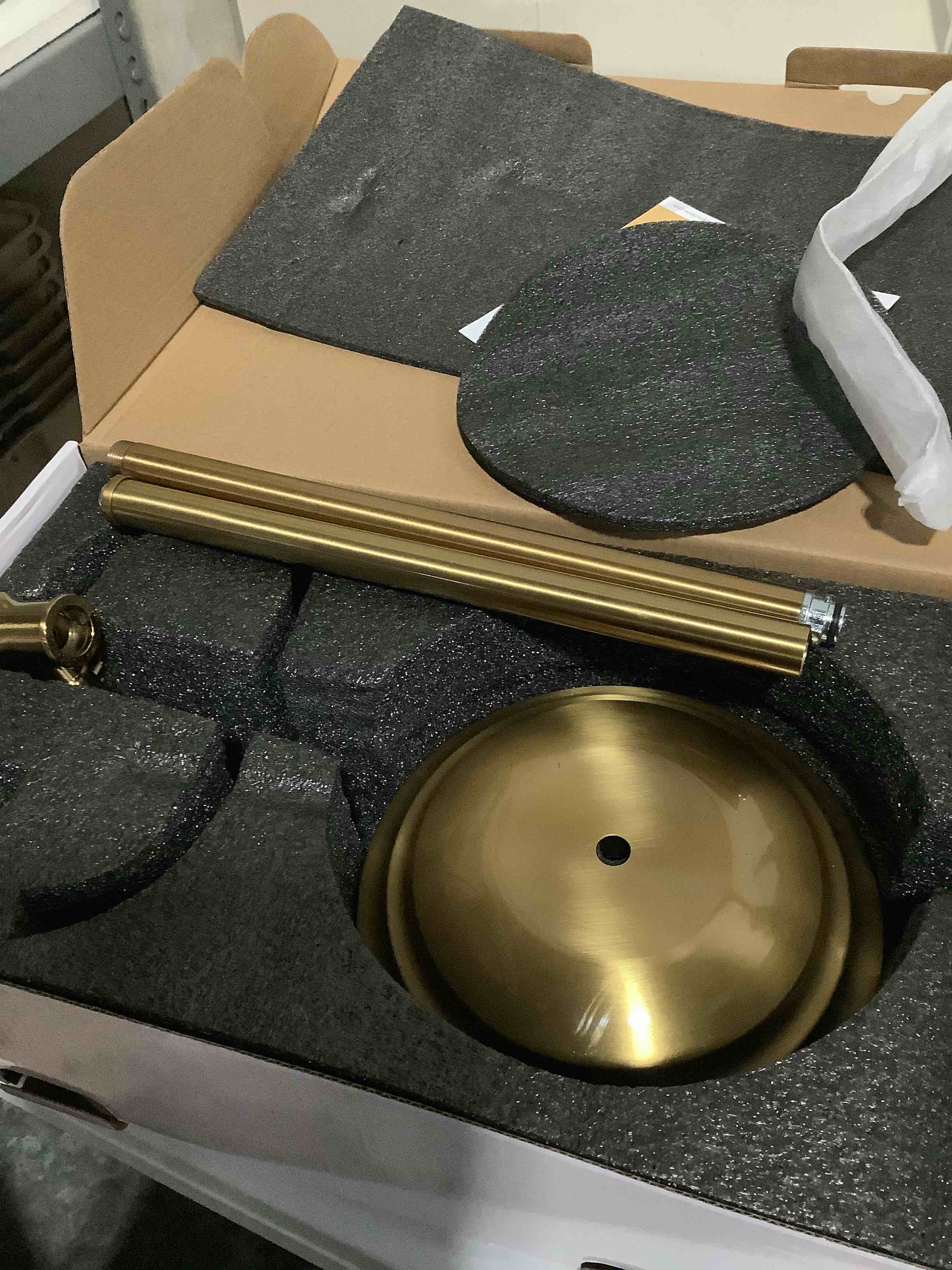 Condition photo showing Good Condition for BESy Toilet Paper Holder Free Standing Bathroom Toilet Tissue Holder Stand for Floor Toilet Paper Roll Holder with Storage Hardware Accessories Rack Hand Towel Bar Brushed Gold Stainless Steel