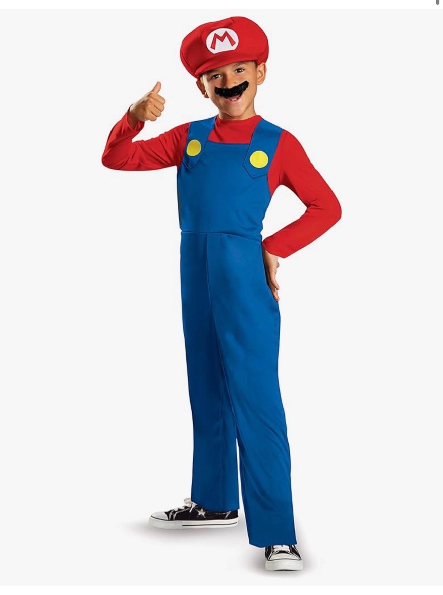 qianbiduo super brothers costume halloween cosplay jumpsuits with hat gloves and beards red small