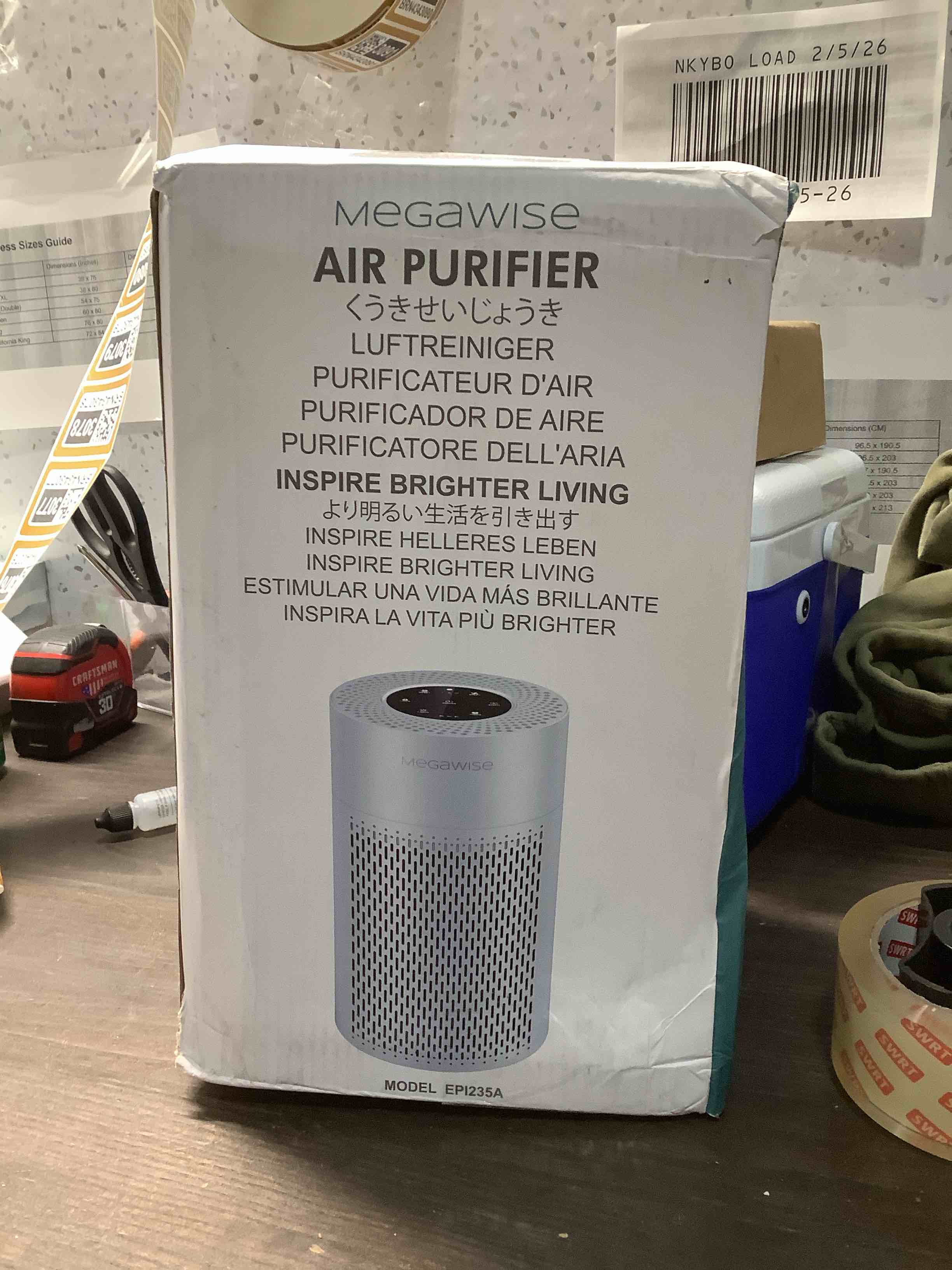 Condition photo showing New/Like New for MEGAWISE 2025 Updated Version Smart Air Purifier for Home Large Room up to 1076ft², H13 True HEPA Filter with Smart Air Quality Sensor, Sleep Mode, Quiet for Smoke, Pets Hair, Odors, White