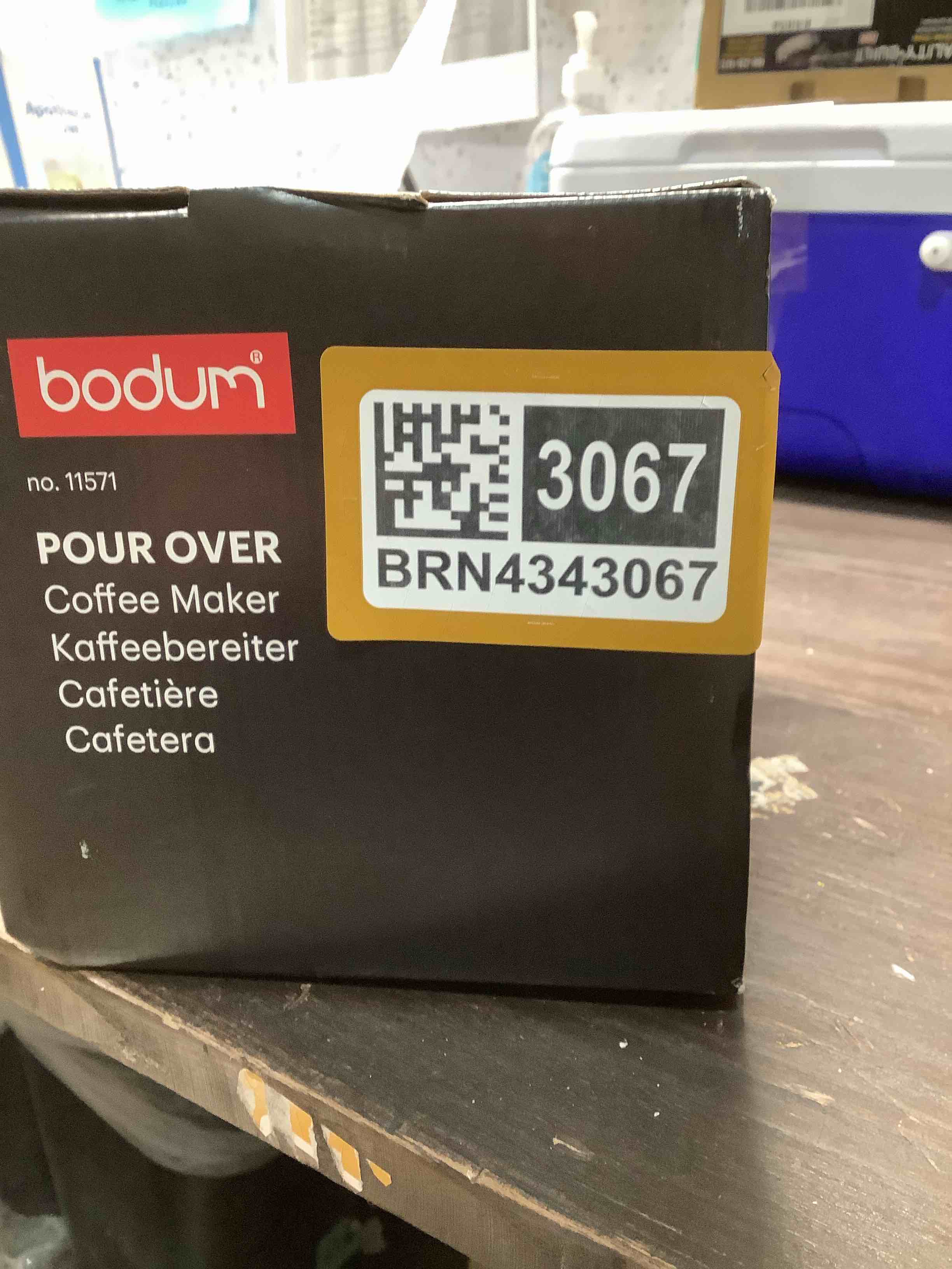 Condition photo showing New/Like New for Bodum 34oz Pour Over Coffee Maker, High-Heat Borosilicate Glass with Reusable Stainless Steel Filter and Cork Grip - Made in Portugal Cork 34oz