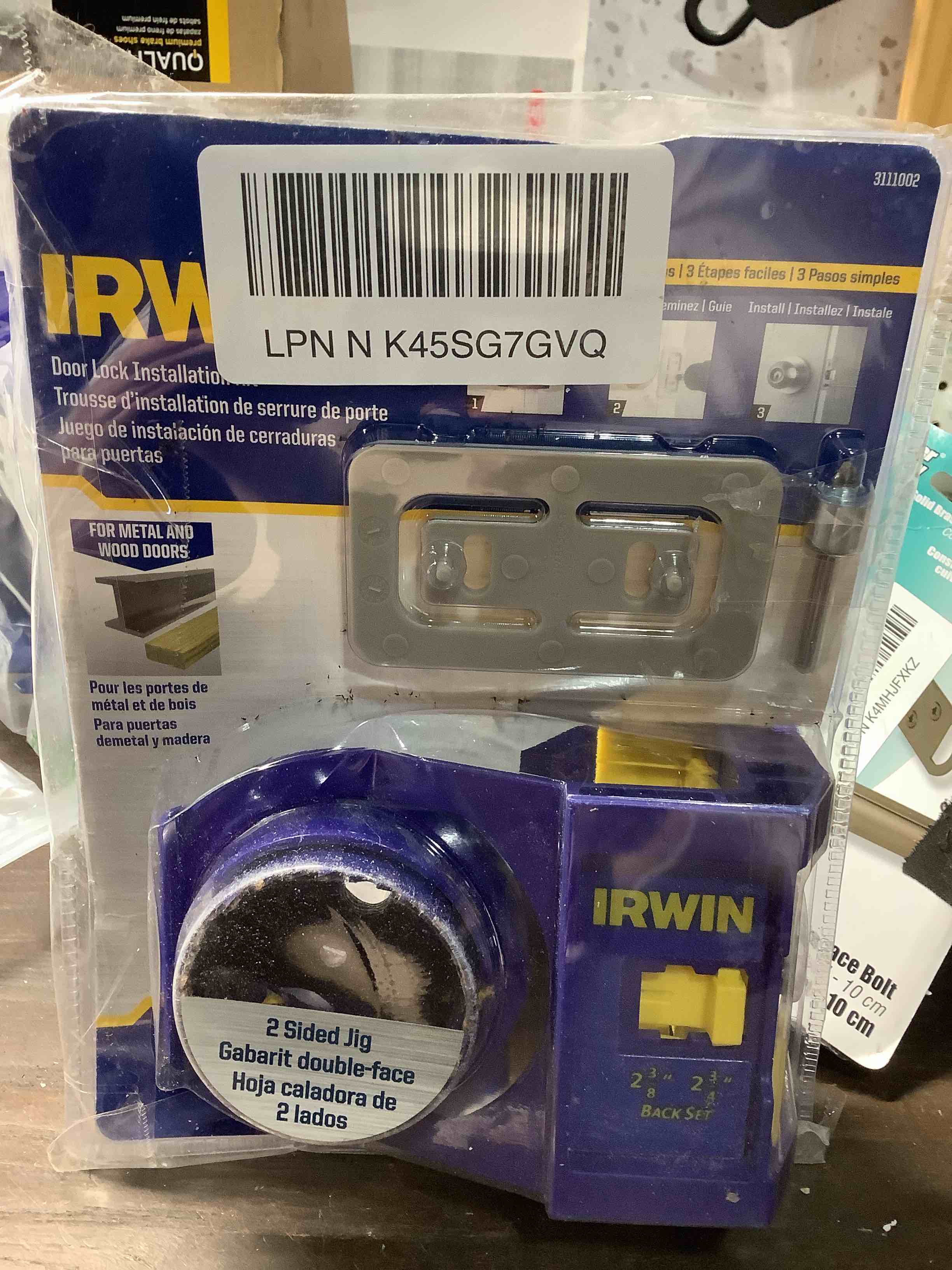 Condition photo showing New/Like New for IRWIN Tools Door Lock Installation Kit, Bi-Metal (3111002), Blue