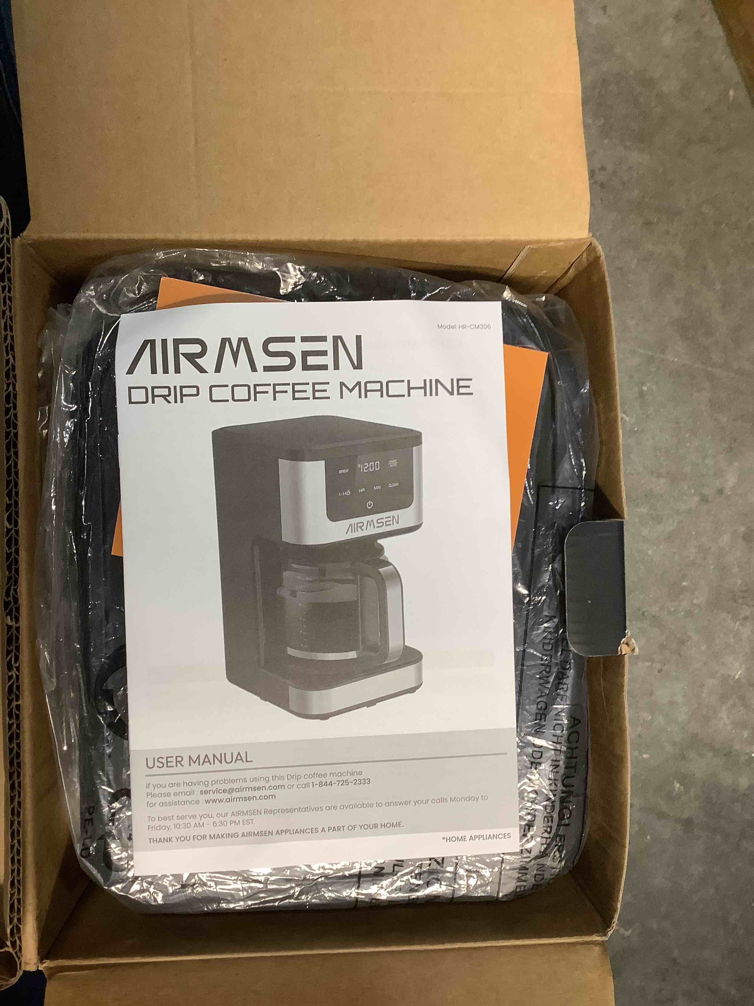 Condition photo showing Good Condition for AIRMSEN 14-Cup Programmable Drip Coffee Maker – 1000W Fast Brewing Coffee Machine with Timer, Delay Start & 2H Keep-Warm, 73oz Tank, Touchscreen & Glass Carafe – Perfect for Home & Office Use 14 Cup