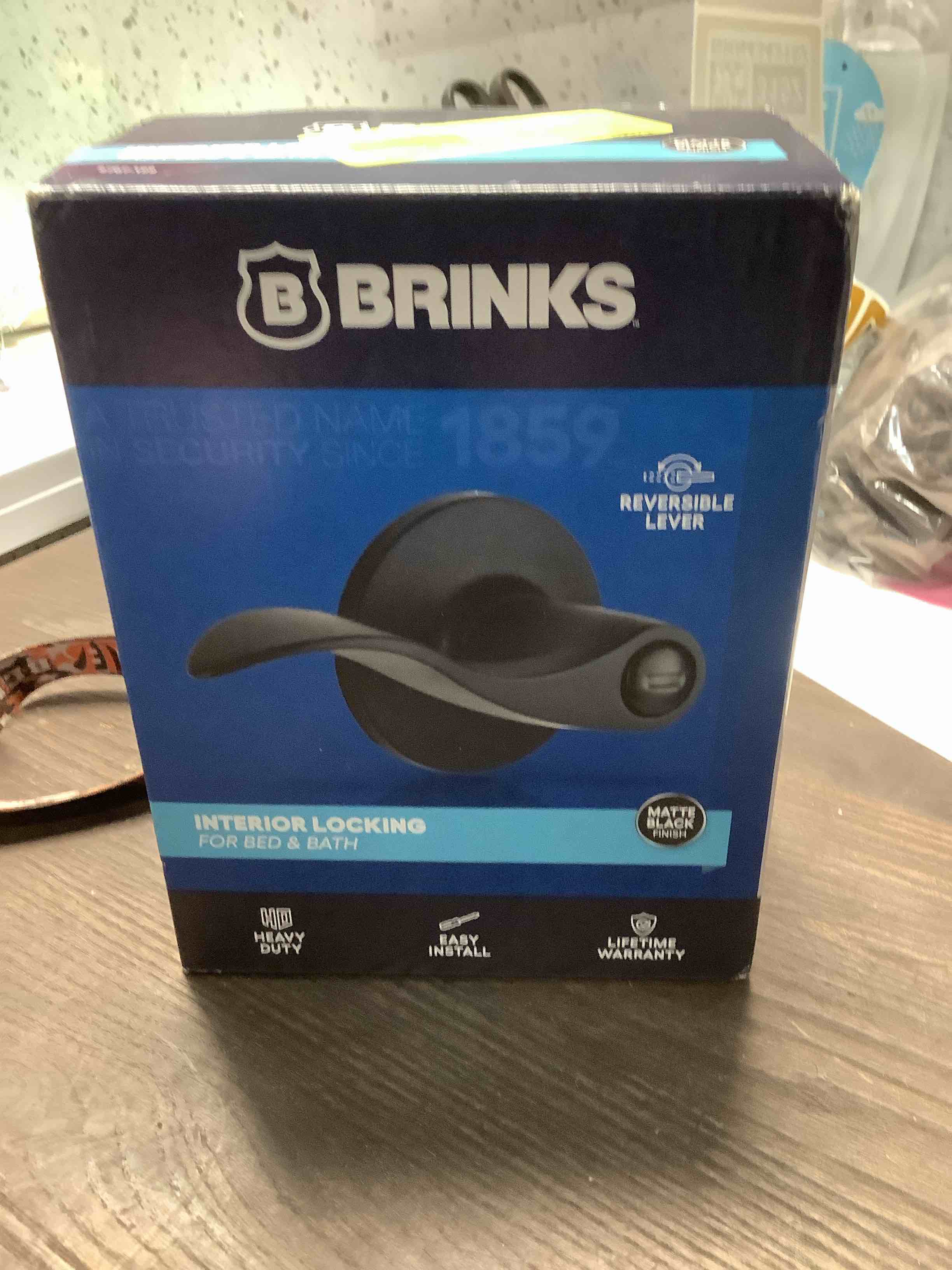 Condition photo showing Good Condition for BRINKS – Transitional Privacy Locking Interior Wave Door Lever, Matte Black - Designed for Traditional and Transitional Homes and Blends Seamlessly with Interior Décor (E2438-122)
