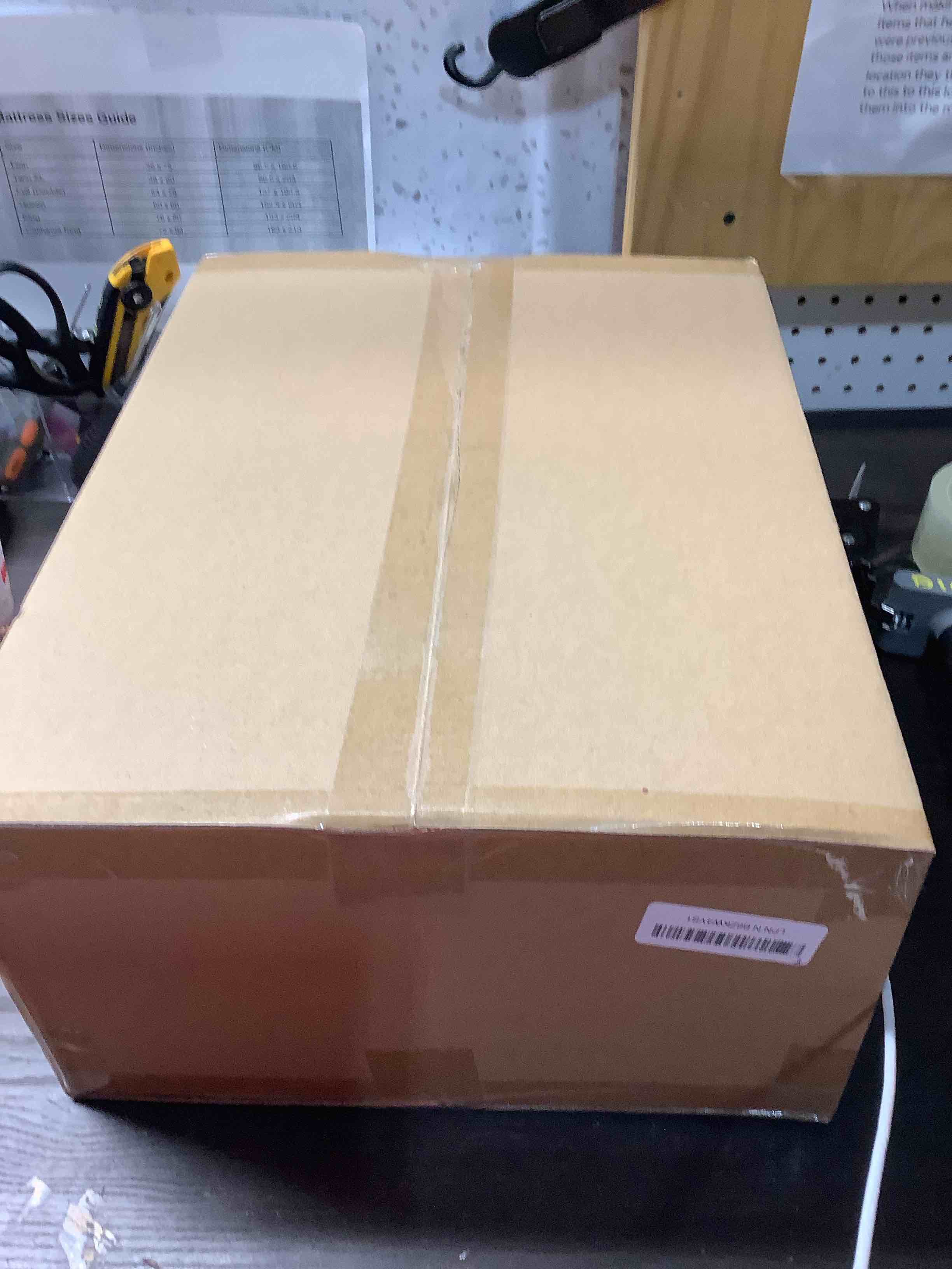 Condition photo showing Good Condition for Water Hyacinth Storage Baskets Set of 2 - Medium Decorative Wicker Baskets for Organizing Shelves, Rectangular Woven Storage Bins with Handles for Pantry, Bathroom, Living Room 13"x9"x7"