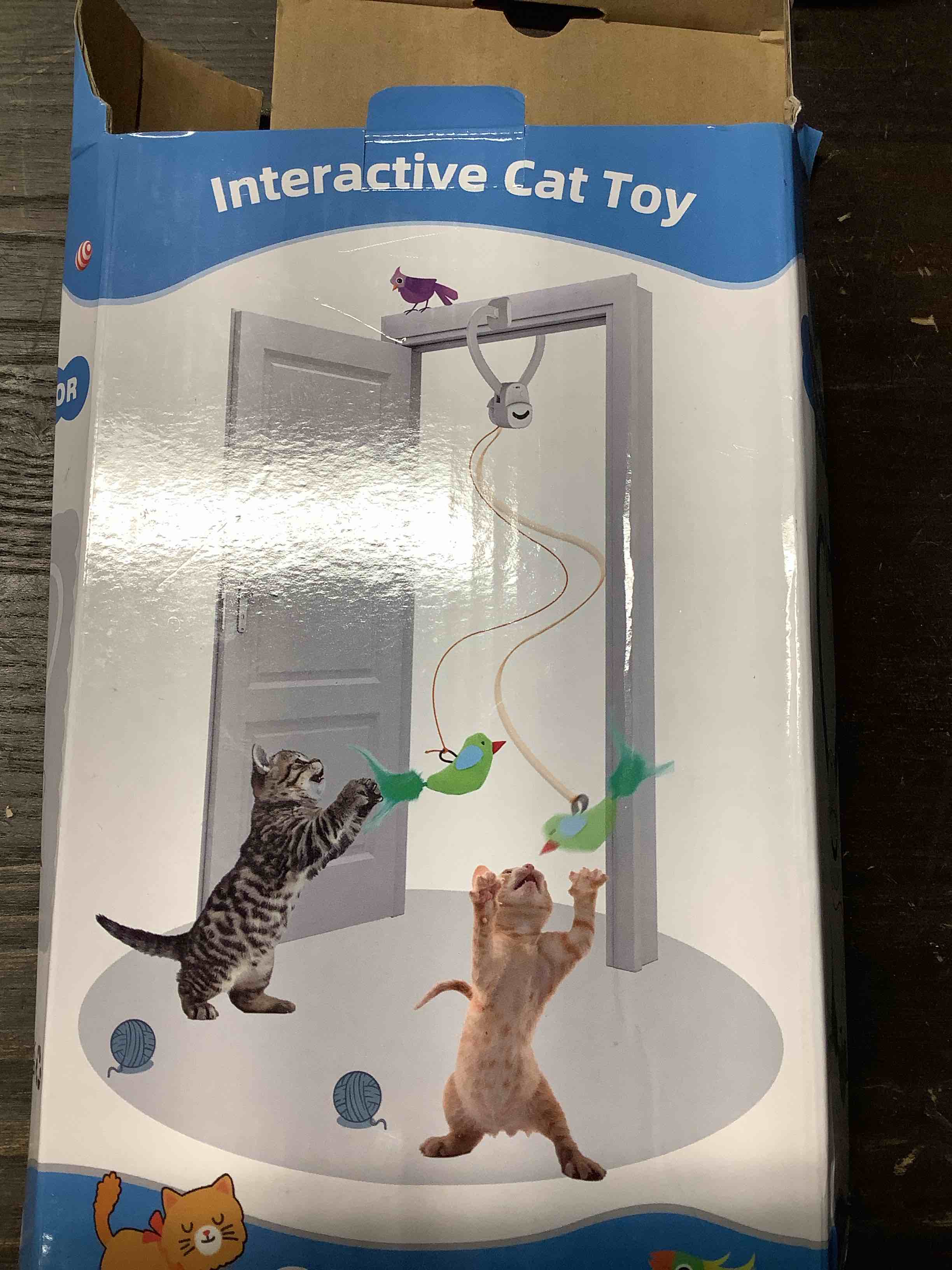 Condition photo showing As Is for Interactive Cat Toys for Indoor Cats: Automatic Flying Bird Feather Wand Chase Exercise Enrichment Stimulation, USB Rechargeable Durable Safe Hanging Toy for Bored Kittens Adult Multi Cat Households White