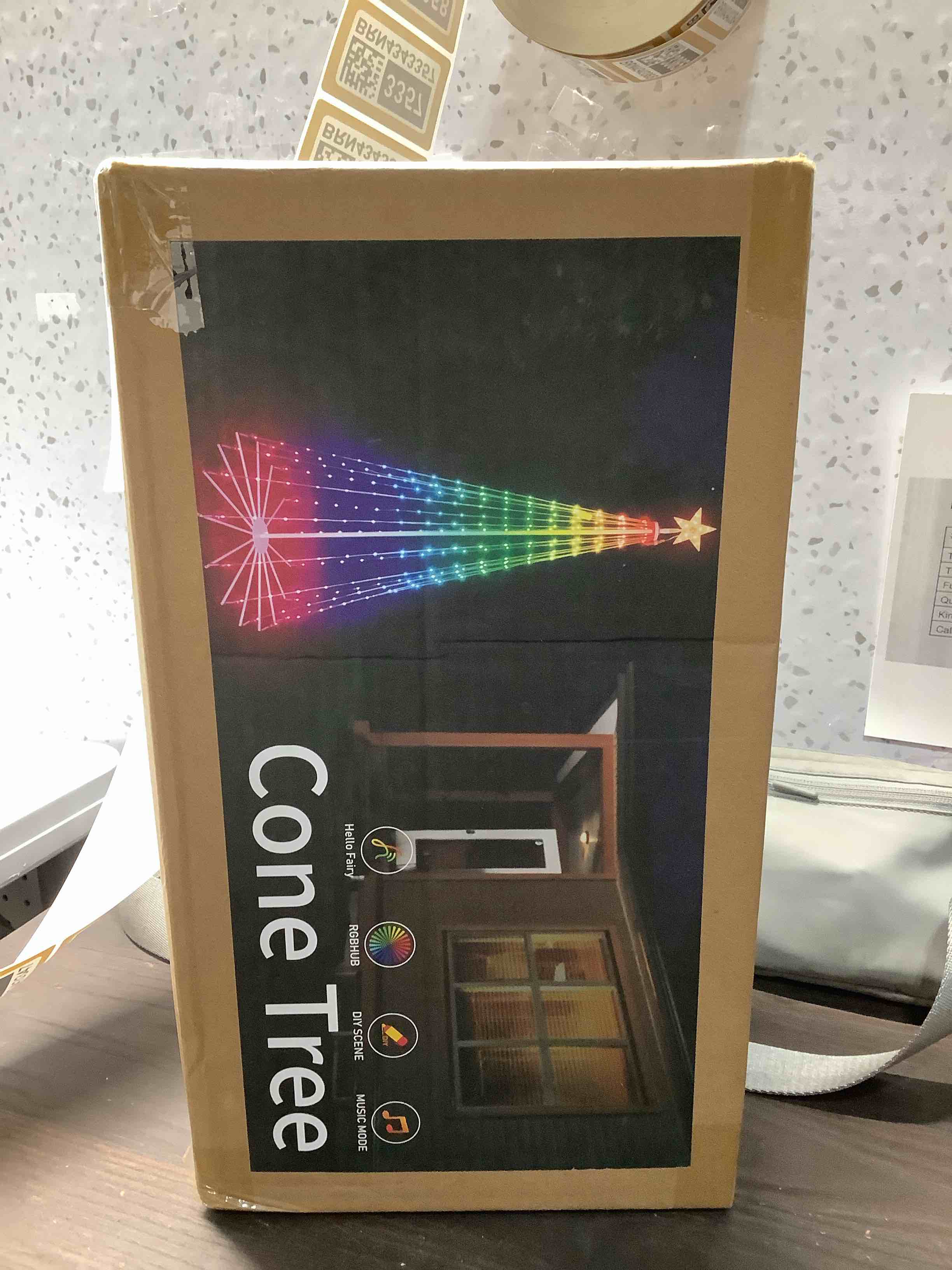 Condition photo showing Good Condition for 9FT Smart Christmas Tree Lights with Ball Ornaments, App & Remote Control, 316 RGB Color Changing LED Cone Tree Lights, Music Sync, Custom Light Show, Waterproof Decoration for Xmas, New Year, Parties