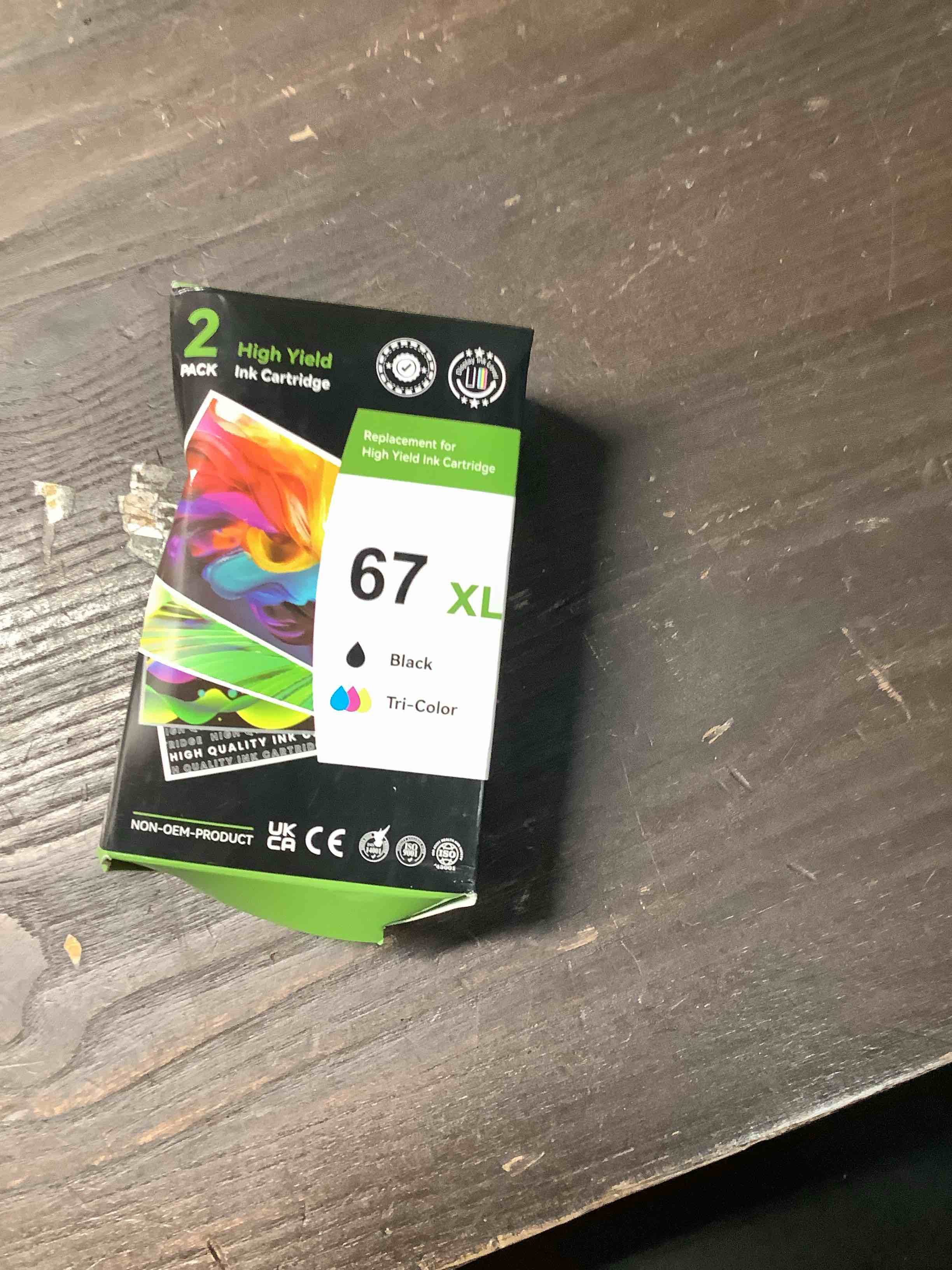Condition photo showing Good Condition for 67XL Ink Cartridges Black/Color Combo Pack Compatible for HP Ink 67 67XL Works with HP Deskjet 2700 2700e 2755 2755e 2855e 2800e 2852e 2827e 4100e 4155e 4255e Envy 6000 6055e 6455e Series (2-Pack)