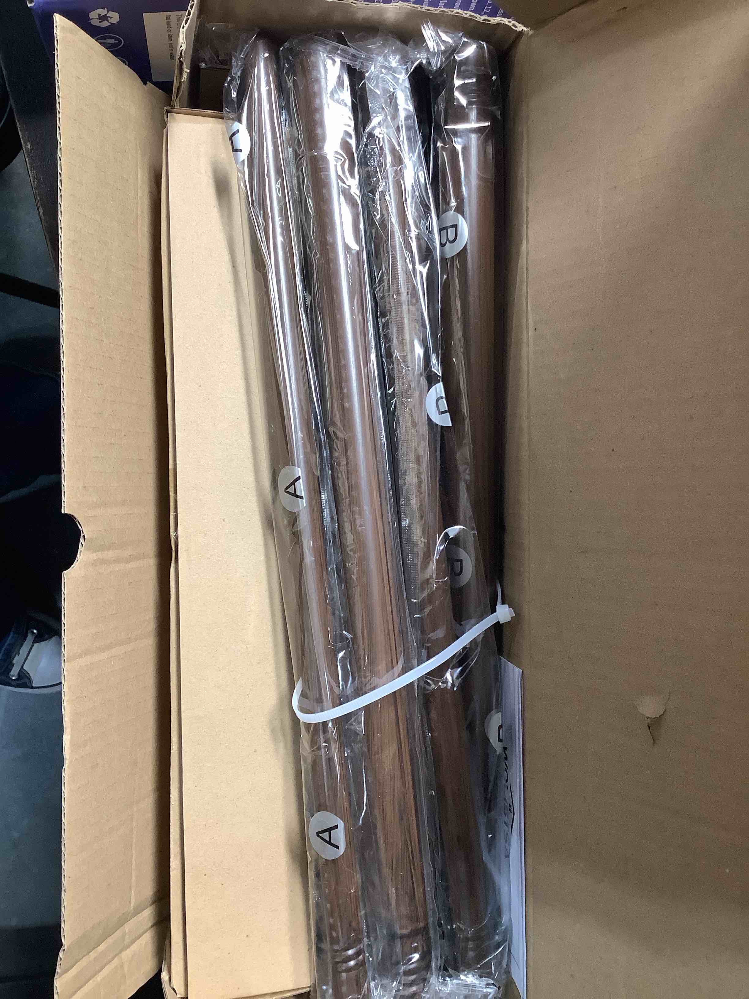 Condition photo showing Good Condition for Walnut Wood Double Curtain Rod, Boho Decorative Long Dual Curtain Rods for Windows 84 to 120 Inch, 1" Adjustable Heavy Duty Double Rod, Unique Handmade Imitation Wood Grain Leaf Finial Design Walnut Wood 36"-120"