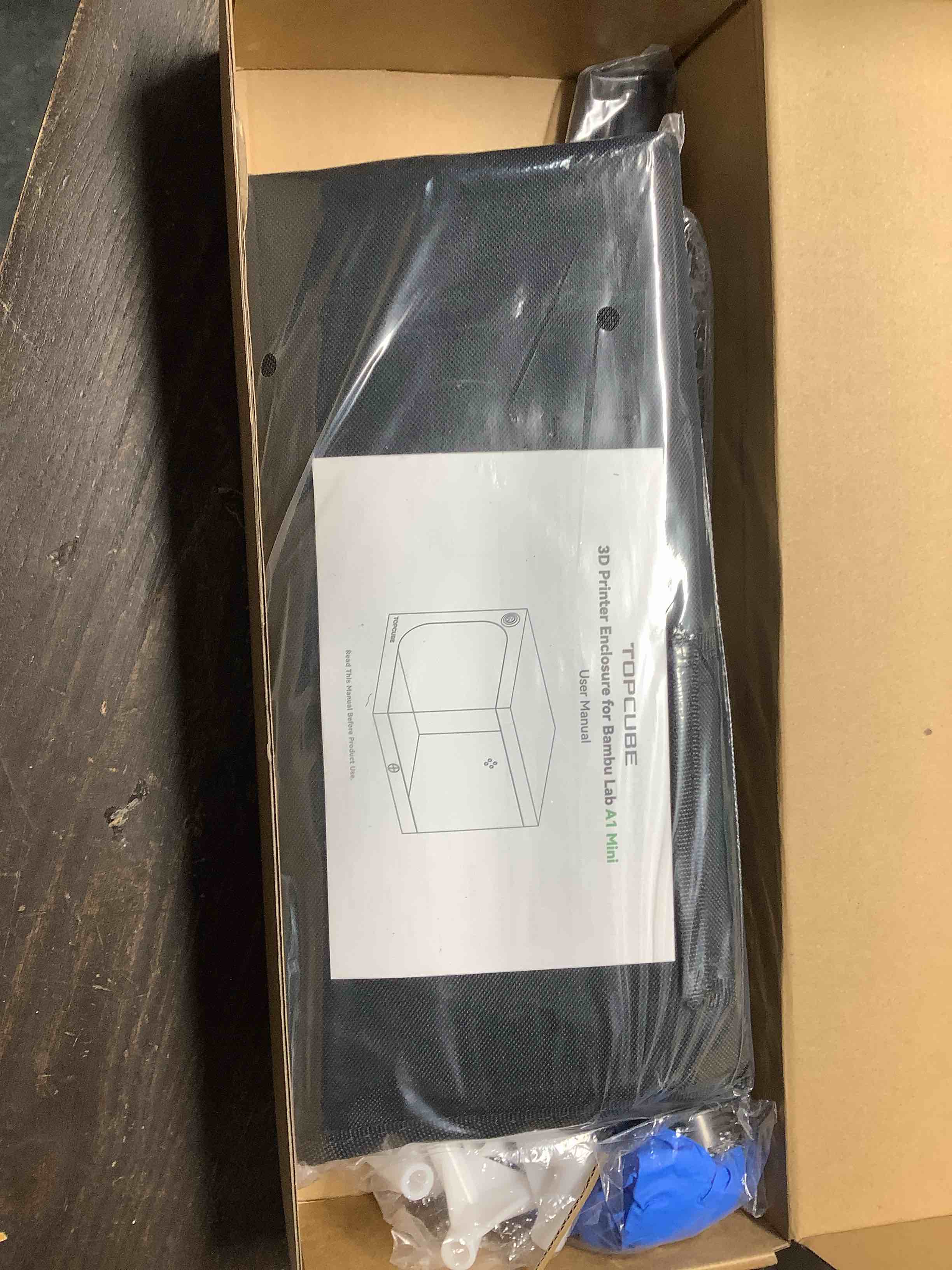 Condition photo showing Good Condition for 3D Printer Enclosure for Bambu Lab A1 Mini, Large Transparent Window Enclosure with LED Light, Fireproof Dustproof Noise Reduction Constant Temperature 3D Printer Cover, 460x460x550MM Black For A1 Mini