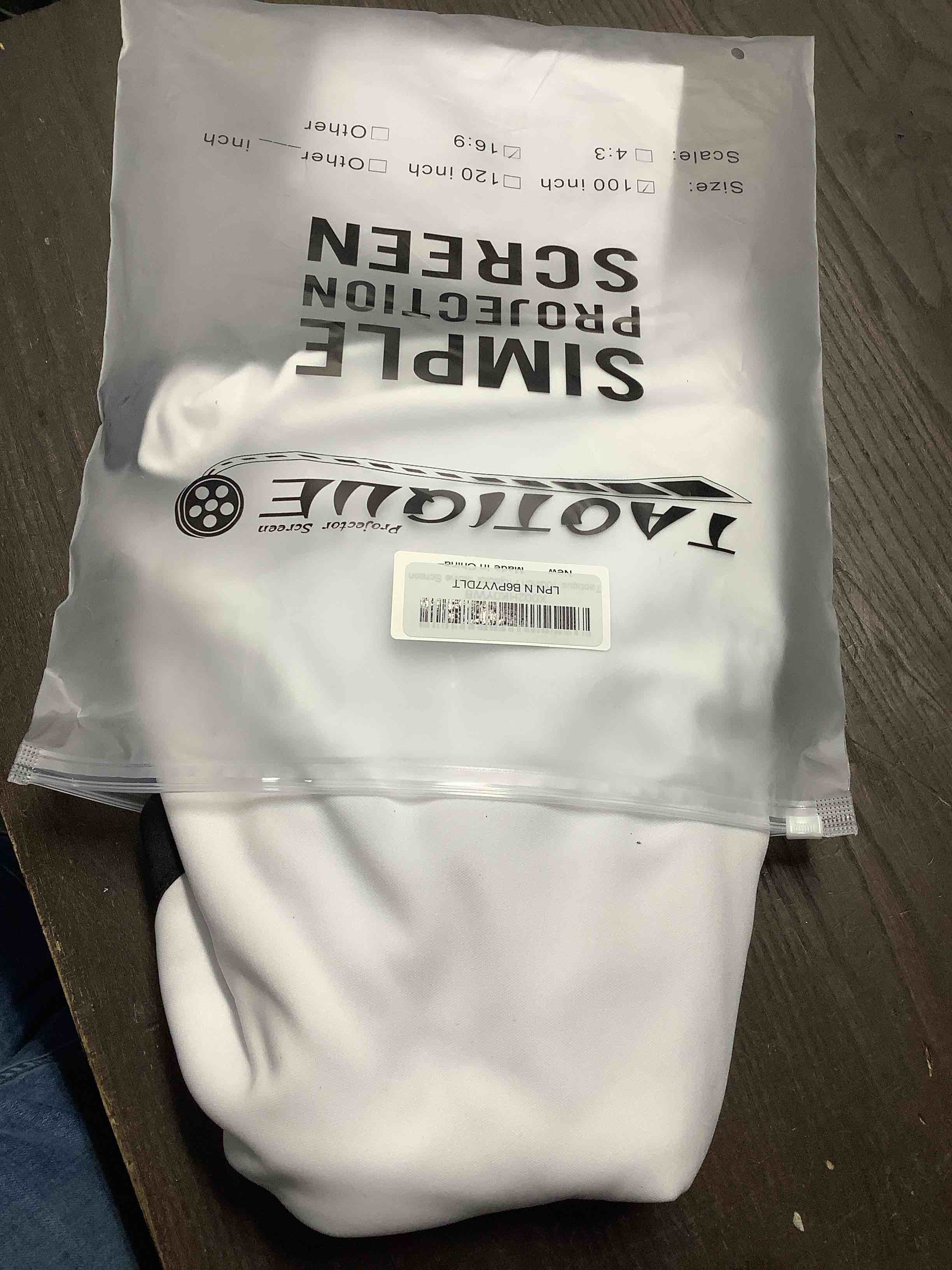 Condition photo showing Good Condition for Projector Screen 100 inch, Taotique 4K Movie Projector Screen 16:9 HD Foldable and Portable Anti-Crease Indoor Outdoor Projection Double Sided Video Projector Screen for Home, Party, Office, Classroom