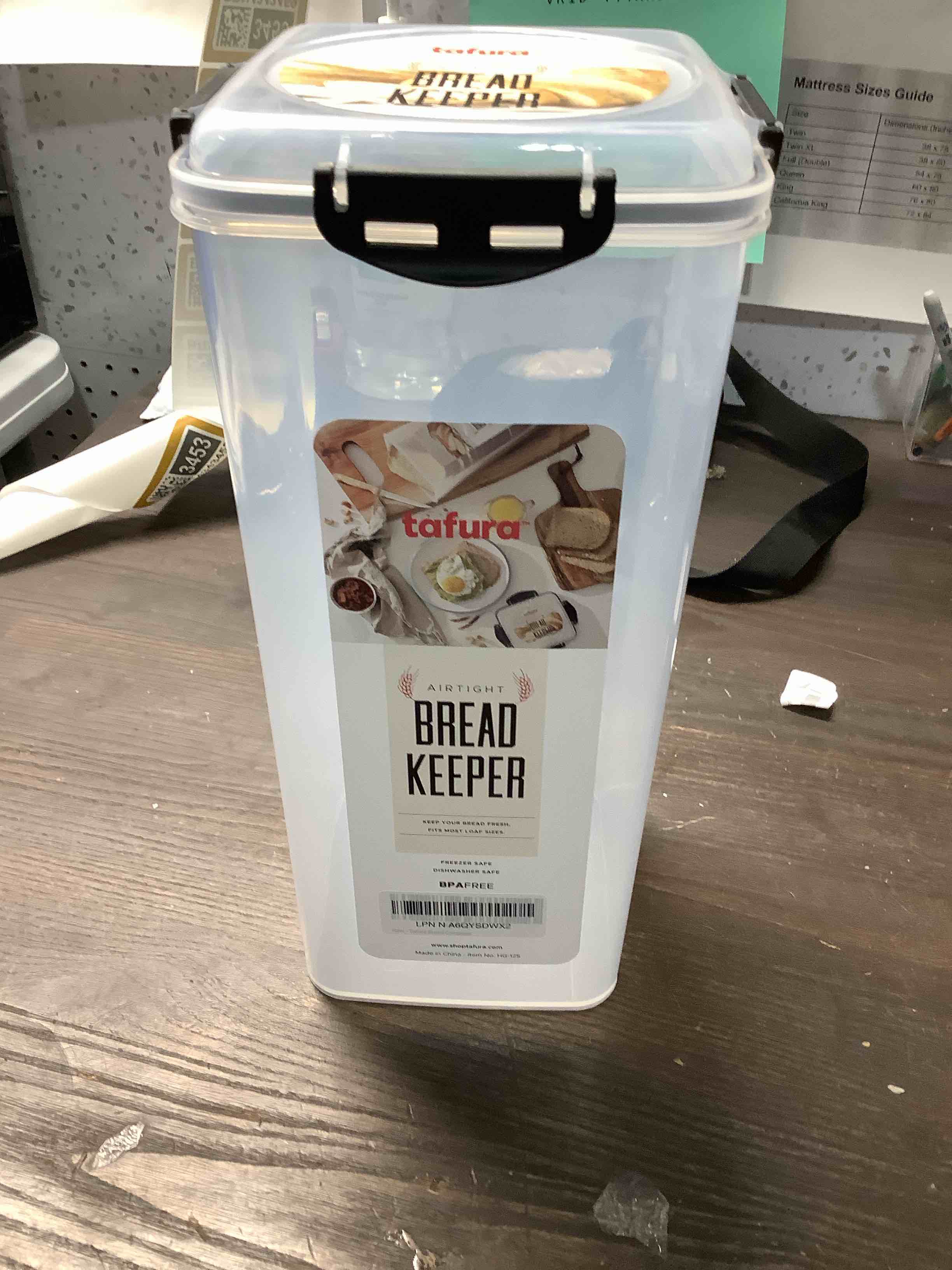Condition photo showing Good Condition for Tafura Bread Container - 5.8 Liter BPA Free Plastic Bread Box - Container/Holder for Homemade Loaves and Baked Goods with Black Airtight Lid 1 - PACK