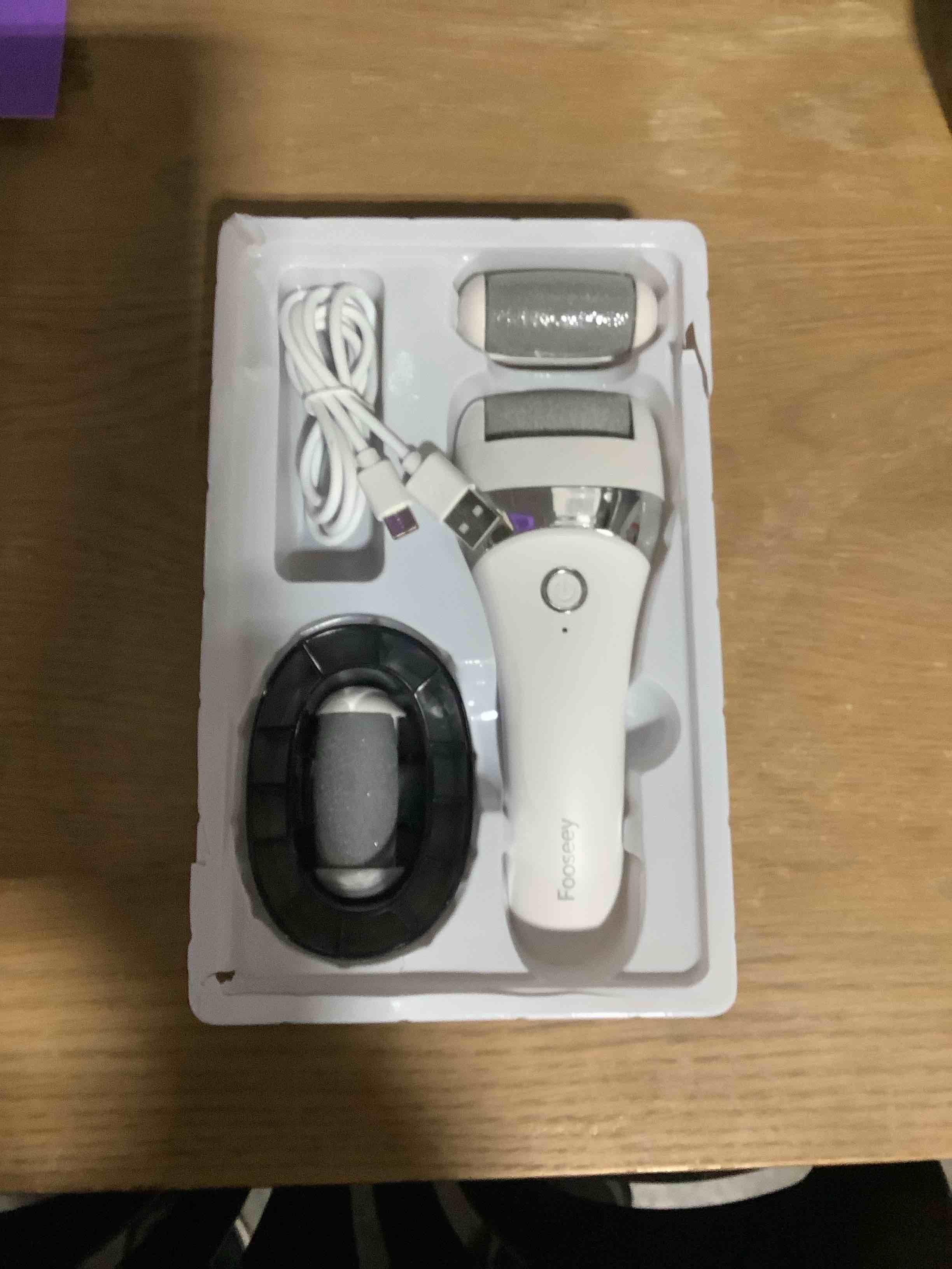 Condition photo showing New/Like New for Upgraded Electric Foot Callues Remover, Portable Electric Foot Files with 3 Heads, Rechargeable Feet File for Foot Care, Waterproof Deadskin Remover, Pedicure Tool for Dry and Crack Feet