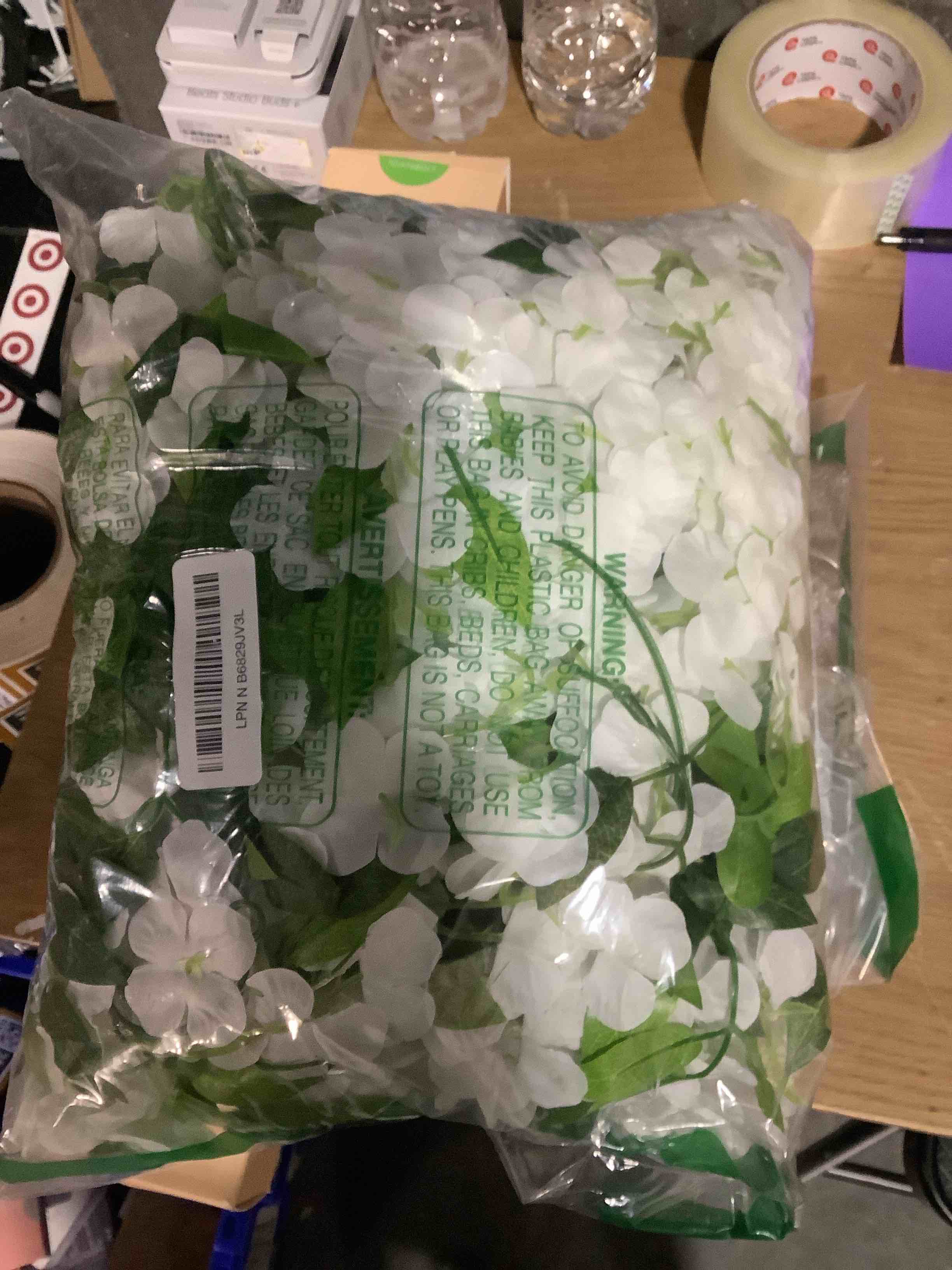 Condition photo showing New/Like New for U'Artlines 5Pcs 7.2 Ft/Piece Artificial Wisteria Garland Silk Fake White Wisteria Flowers Hanging Greenery Vines Garlands Rattan for Home Garden Wedding Arch Party Indoor Outdoor Decor White 5