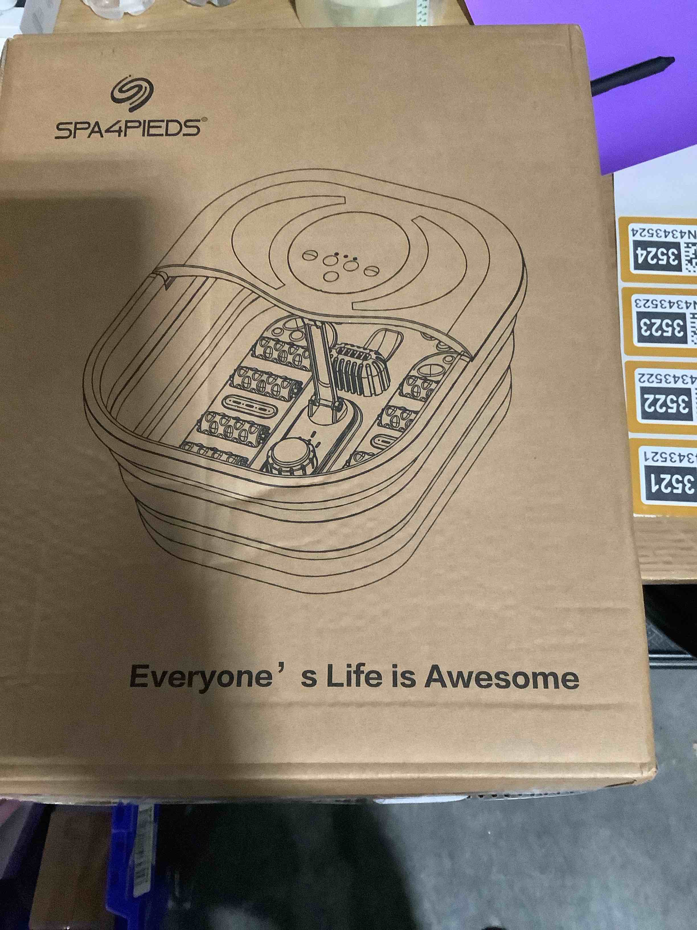 Condition photo showing New/Like New for Collapsible Foot Spa with Heat, Bubble, Red Light & Temp Control - Foot Bath Massager with 8 Shiatsu Massage Rollers, Pumice Stone & Timer, Soaking Tub for Relaxation & Pain Relief - Gifts Ideas Dark Black