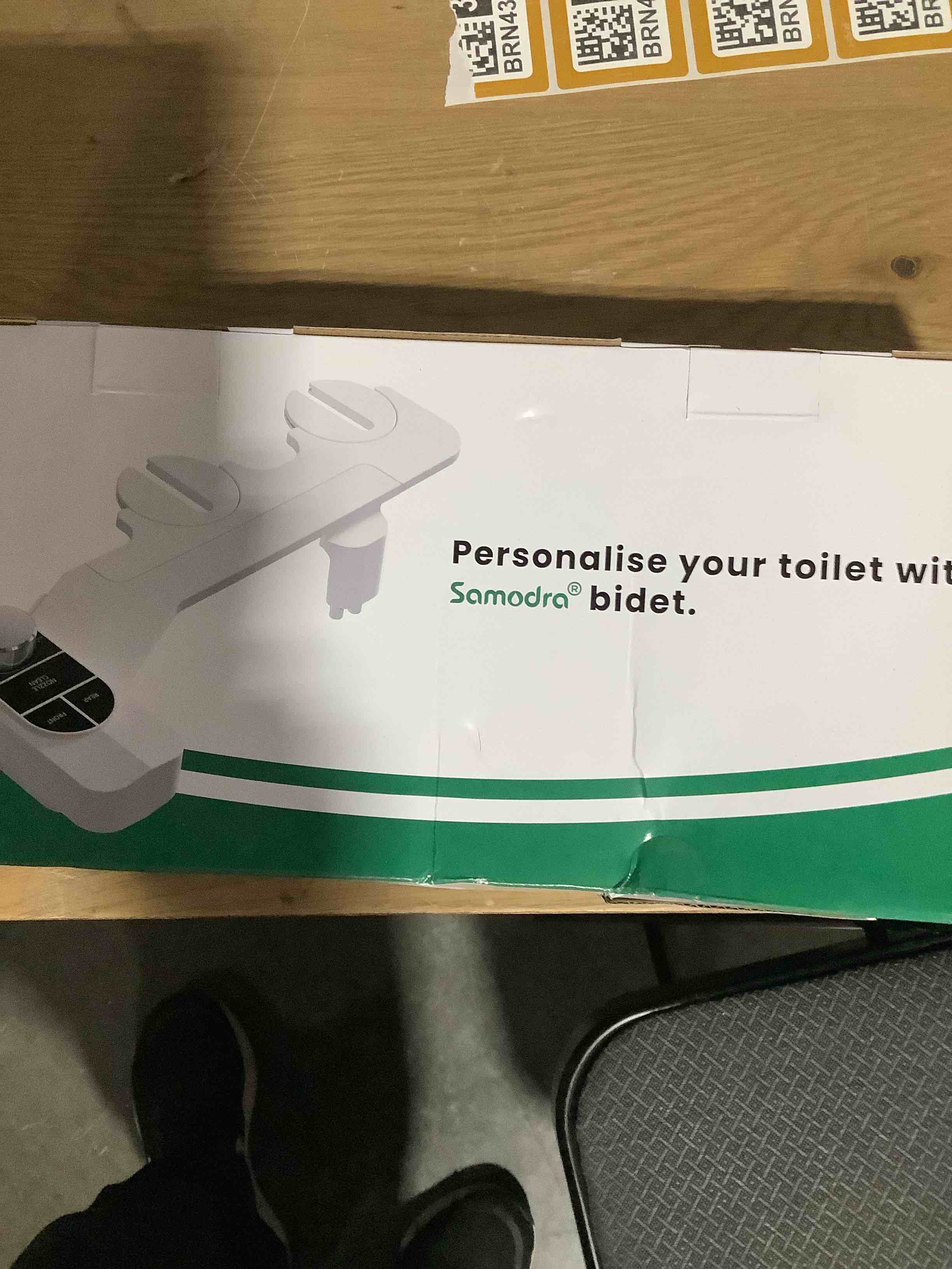 Condition photo showing New/Like New for SAMODRA Non-Electric Bidet - Self Cleaning Dual Nozzle (Frontal and Rear Wash) Fresh Water Bidet Toilet Seat Attachment with Independent Adjustable Water Pressure (Classic Black/Silver)