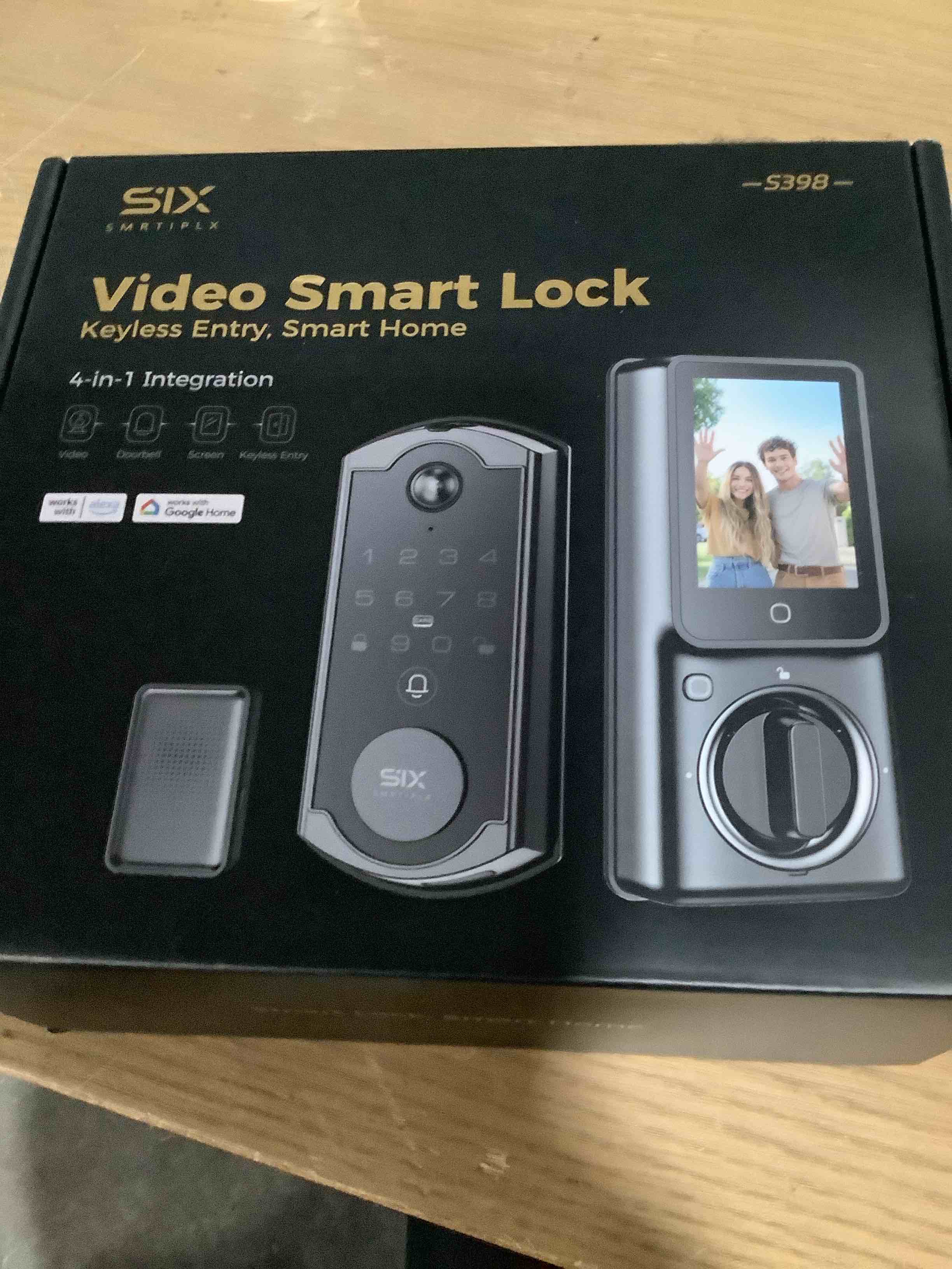 Condition photo showing Good Condition for Video Smart Lock S398, 4-in-1 Camera + Video Doorbell + Fingerprint Keyless Door Lock + Indoor Display Monitor, Smart WiFi Deadbolt, App Remote Control, Easy Installation, Chime Included Black