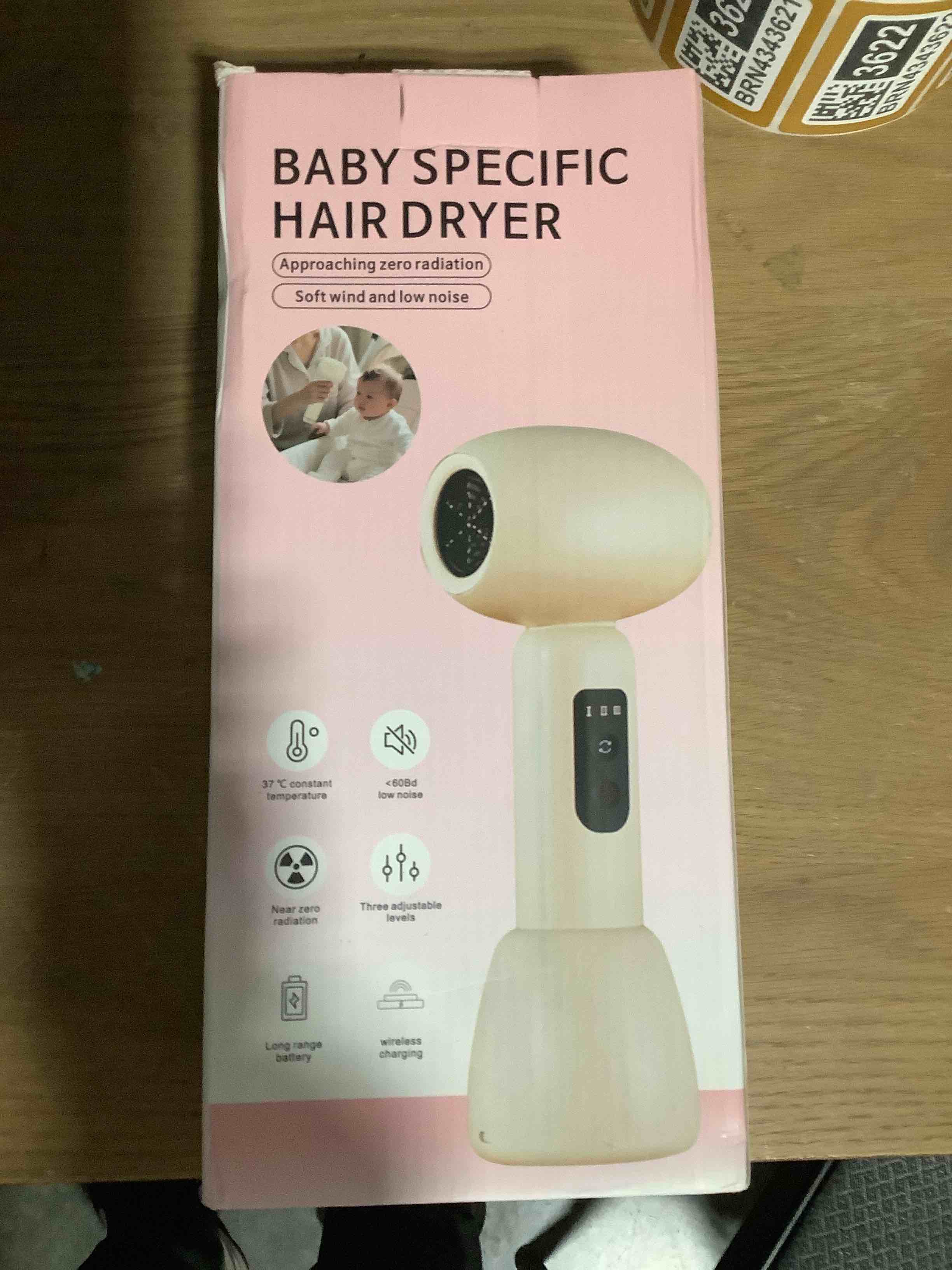 Condition photo showing New/Like New for NUFR Cordless Hair Dryer for Kids with Charging Base, Quiet Portable Mini Travel Blow Dryer for Hair Delicate Skin 3 Speed Settings, Low Heat Gentle Airflow Rechargeable Small Home Hair Dryer Khaki