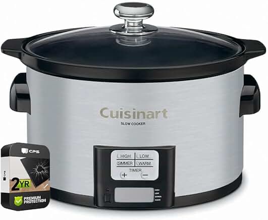 Cuisinart PSC-350 3-1/2-Quart Programmable Slow Cooker, Silver, 9-1/2 in H x 9.1 in W x 12.67 in L