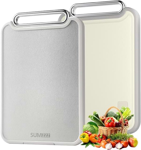 stainless steel cutting board for kitchen, 2-in-1 double-sided chopping board, food grade stainless steel/pp, easy to clean, large size
