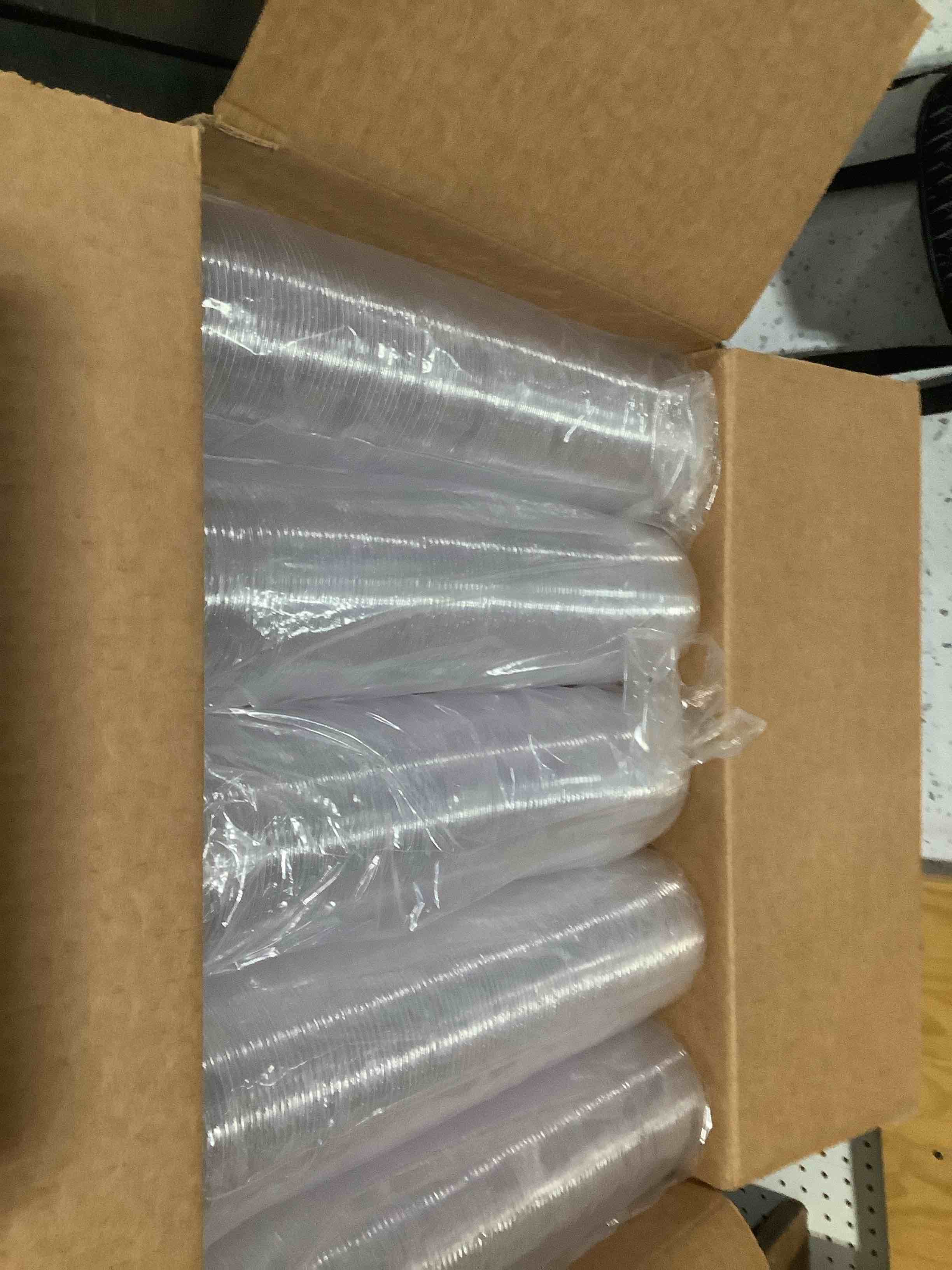 Condition photo showing New/Like New for eco-products bluestripe recycled plastic cup flat lids, case of 1000, fits 9-24oz plastic cups, made from 30% post-consumer recycled plastic bottles, recycled pet (rpet) for cold drinks & snacks