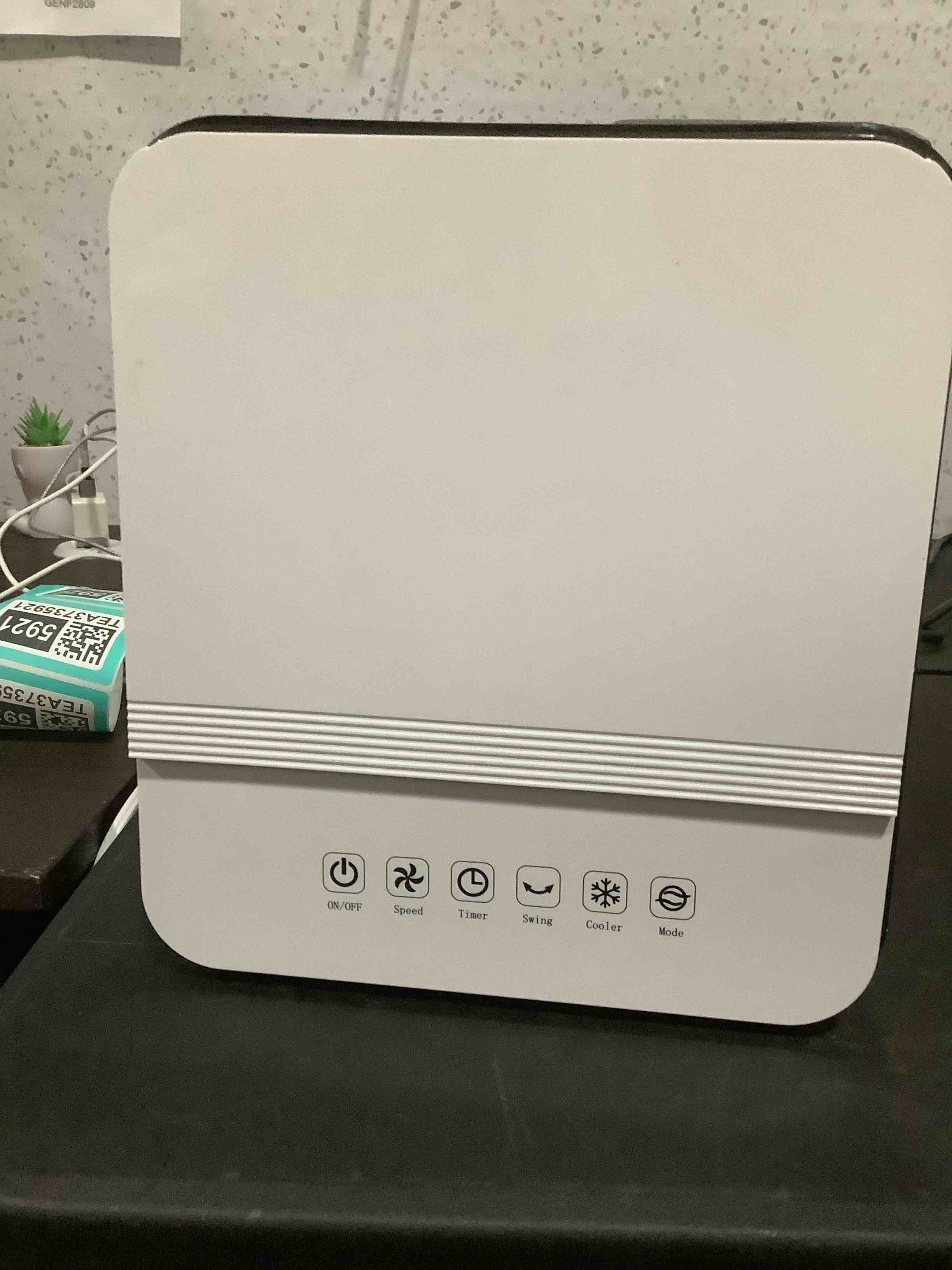 Condition photo showing As Is for portable air conditioners, 3-in-1 evaporative air cooler, swamp coolers w/ 2 ice pack, 1.85 gal water tank, 4 modes, 80° oscillation, 7h timer, portable ac for bedroom, room, indoor white