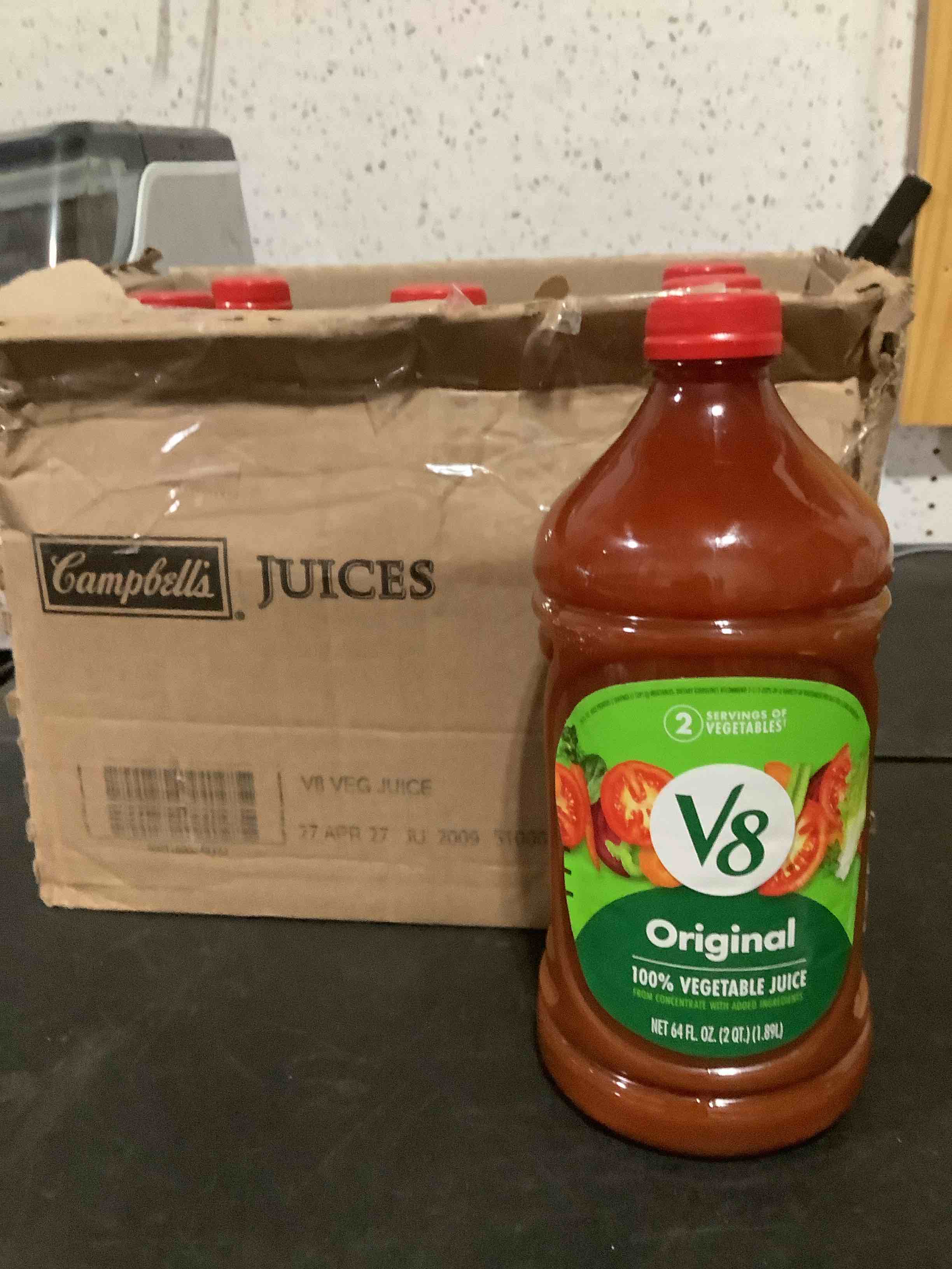 Condition photo showing Good Condition for v8 original 100% vegetable juice, vegetable blend with tomato juice, 64 ounce bottle (pack of 6)