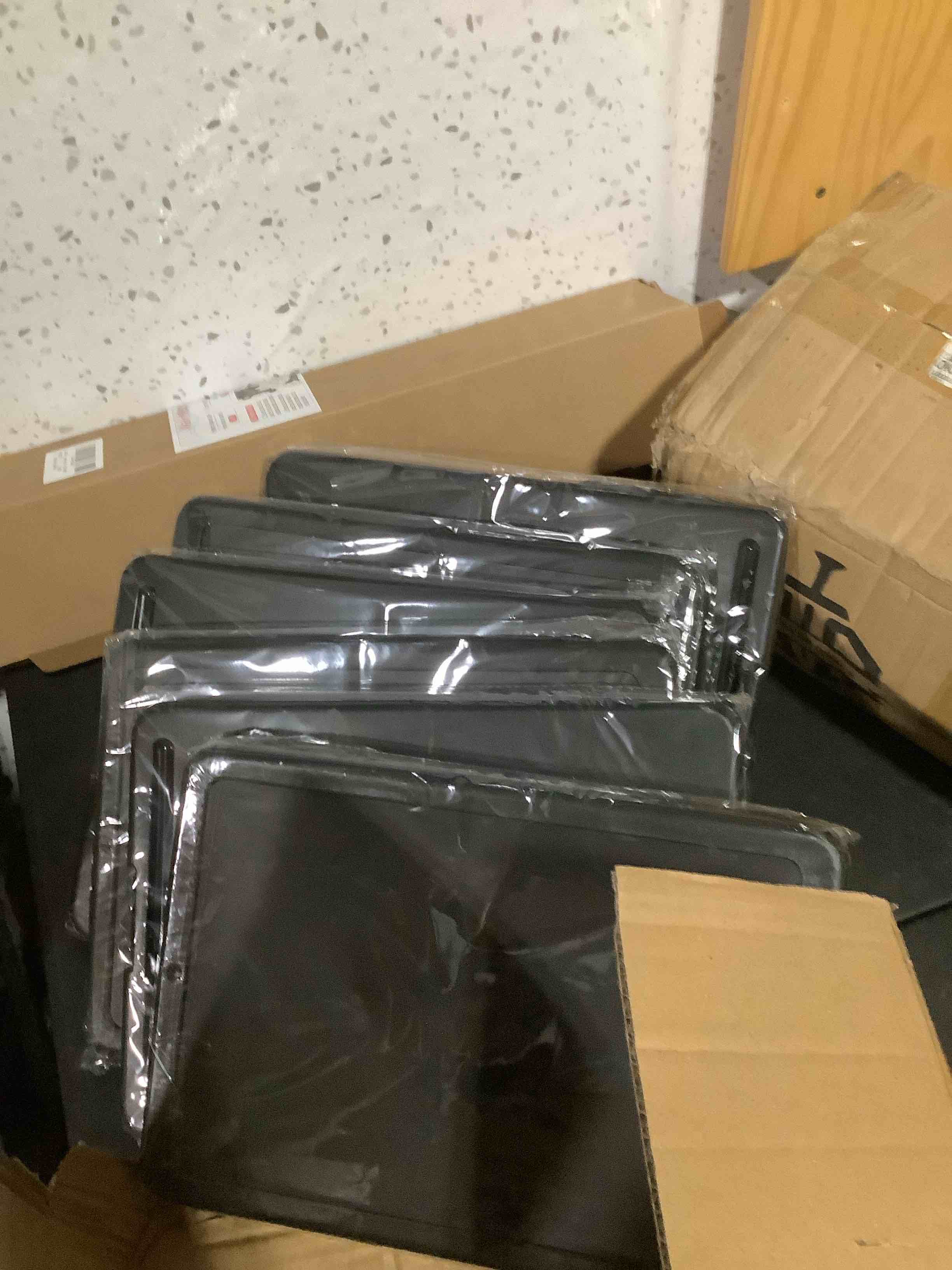Condition photo showing As Is for 10 pcs plastic clipboard with storage, 9.5 x 13.4 inch storage clipboard heavy duty nursing clip board foldable clip board with low profile clipboards binder for home office school(black)