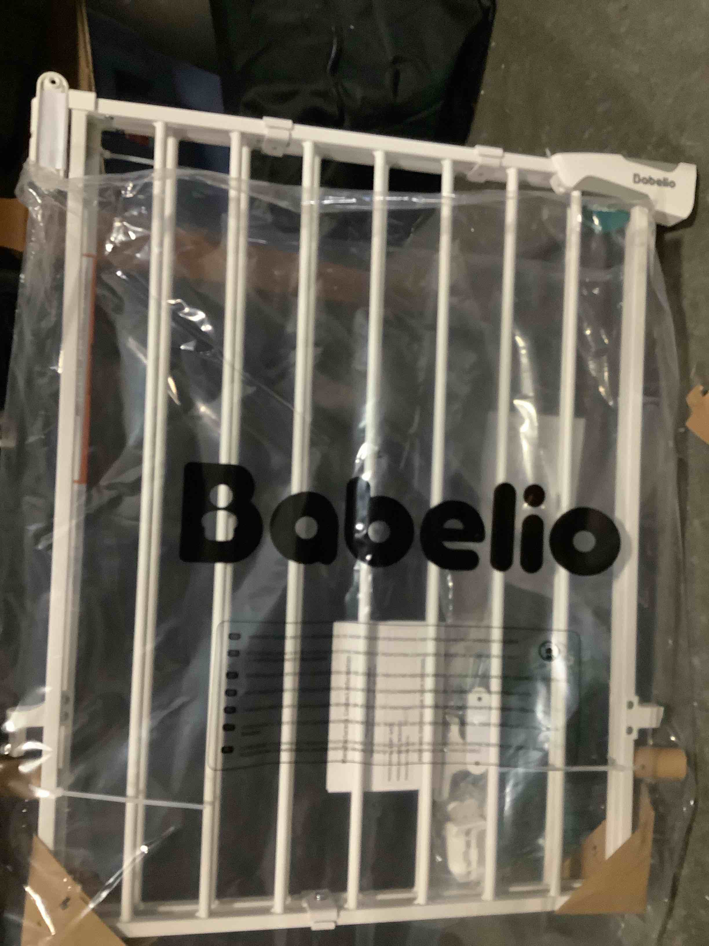 Condition photo showing Good Condition for babelio baby gate for stairs, kitchen & doorways, 26-43" w 28" h no bottom bar| easy installation| one-handed operation| auto-close| hardware mount (drill needed) safety dog/pet gate indoor (white)