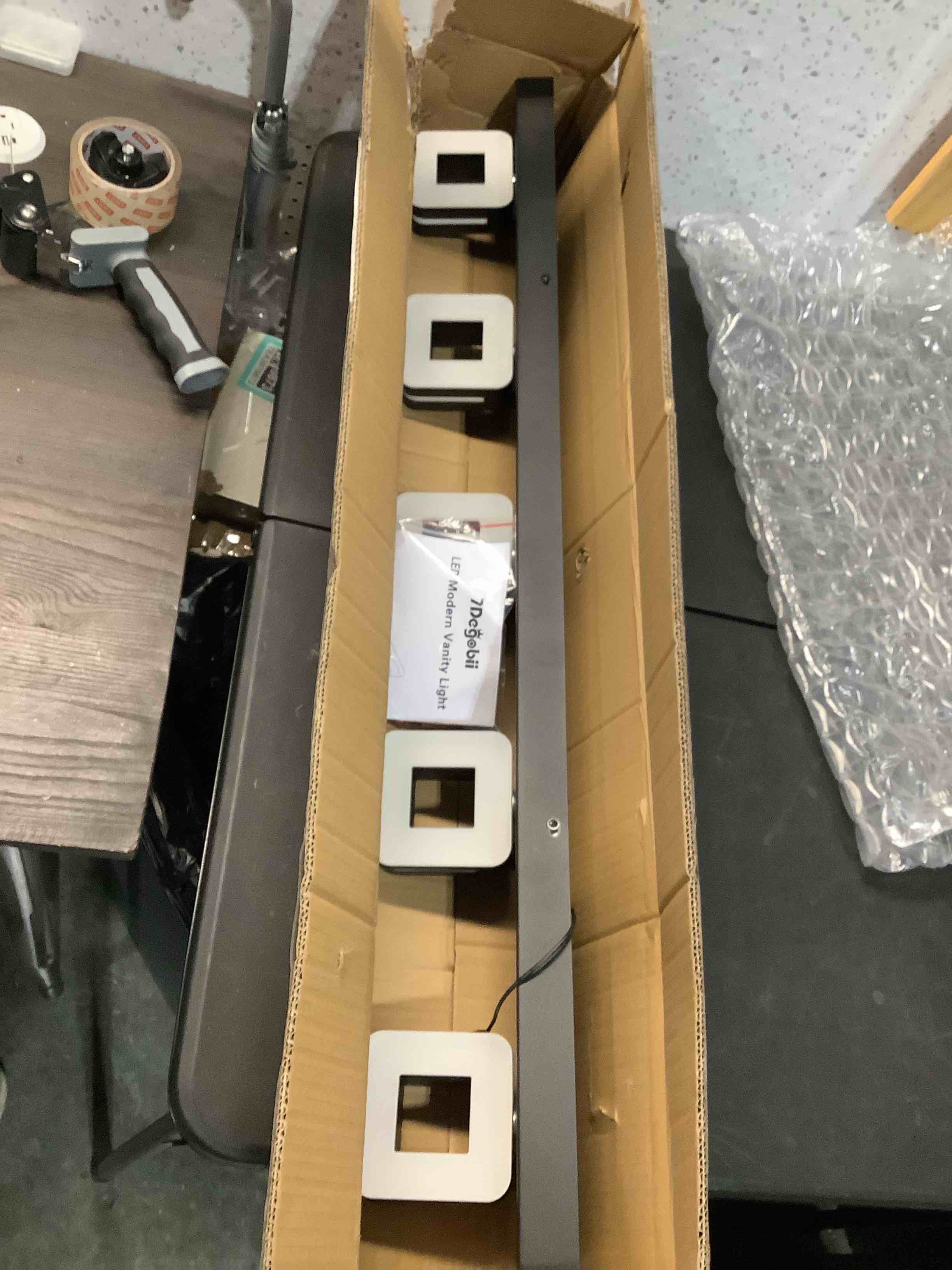 Condition photo showing Good Condition for modern led bathroom vanity light - bathroom lighting fixtures over mirror dimmable matte black 5-light fixture, 40" long wall light 5 light-40inch matte black-dimmable
