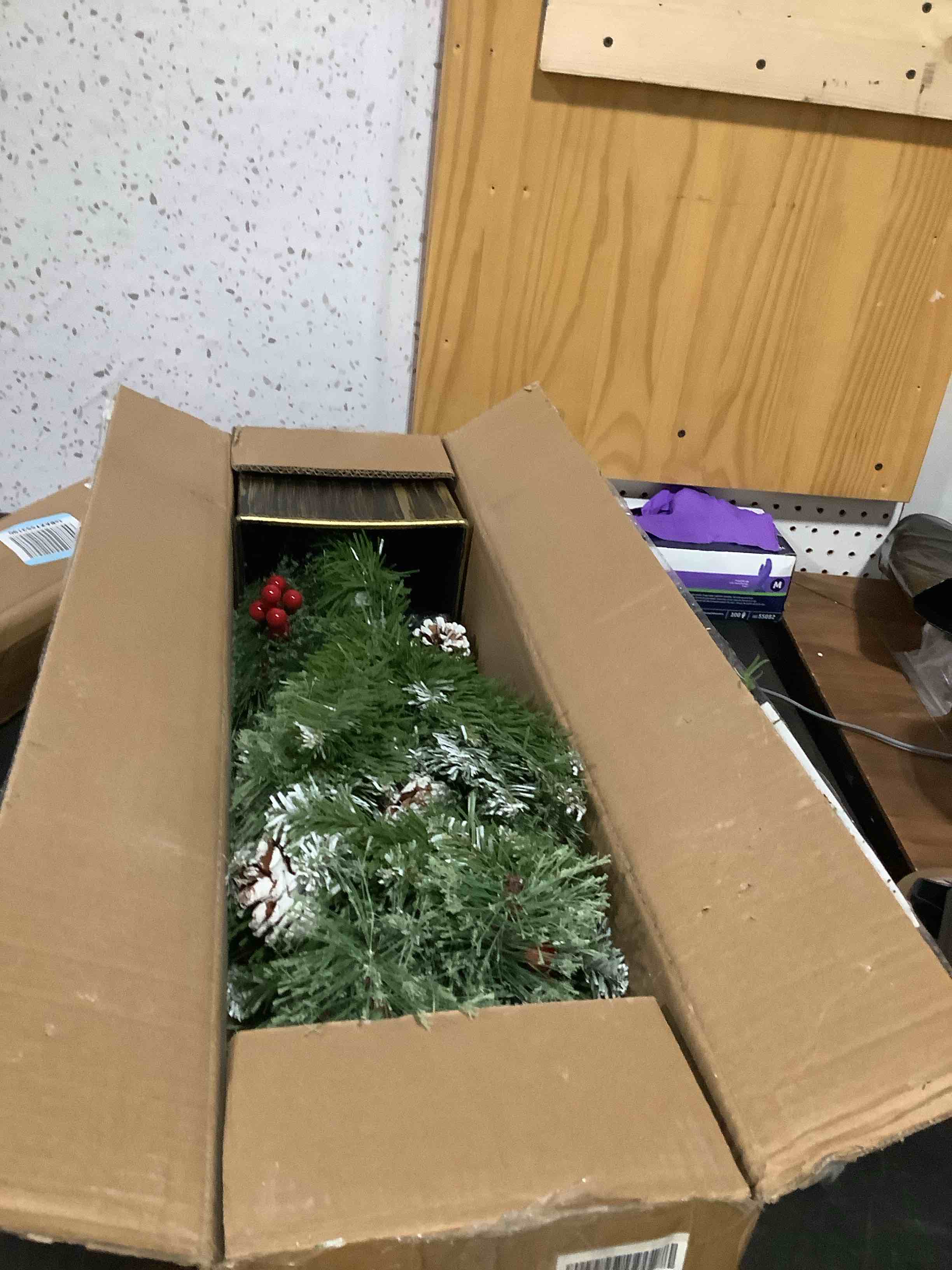 Condition photo showing Good Condition for jin&bao 4ft potted christmas tree with 100 lights, artificial xmax tree timer function with round pine cones & red berries, 3aa battery operated christmas decorations for outdoor, porch frosted tree 4ft-1pack