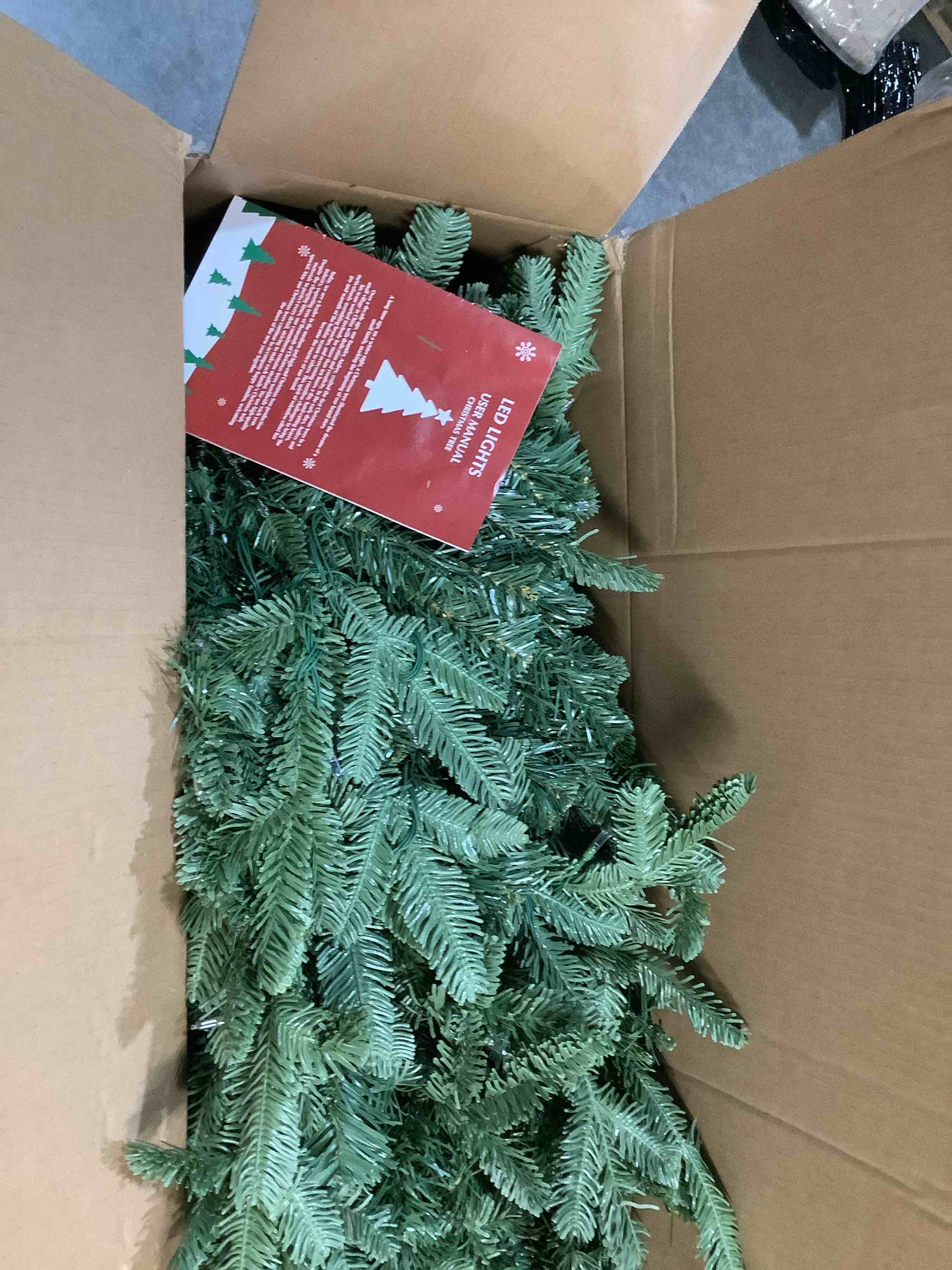 Condition photo showing Good Condition for 6ft pre-lit christmas tree premium artificial fir remote control with 400 warm white & multi-color lights, hinged/feel real/realistic/full fir dual color xmas tree 6 feet outdoor festive holiday dual color led lights polyethylene 6ft