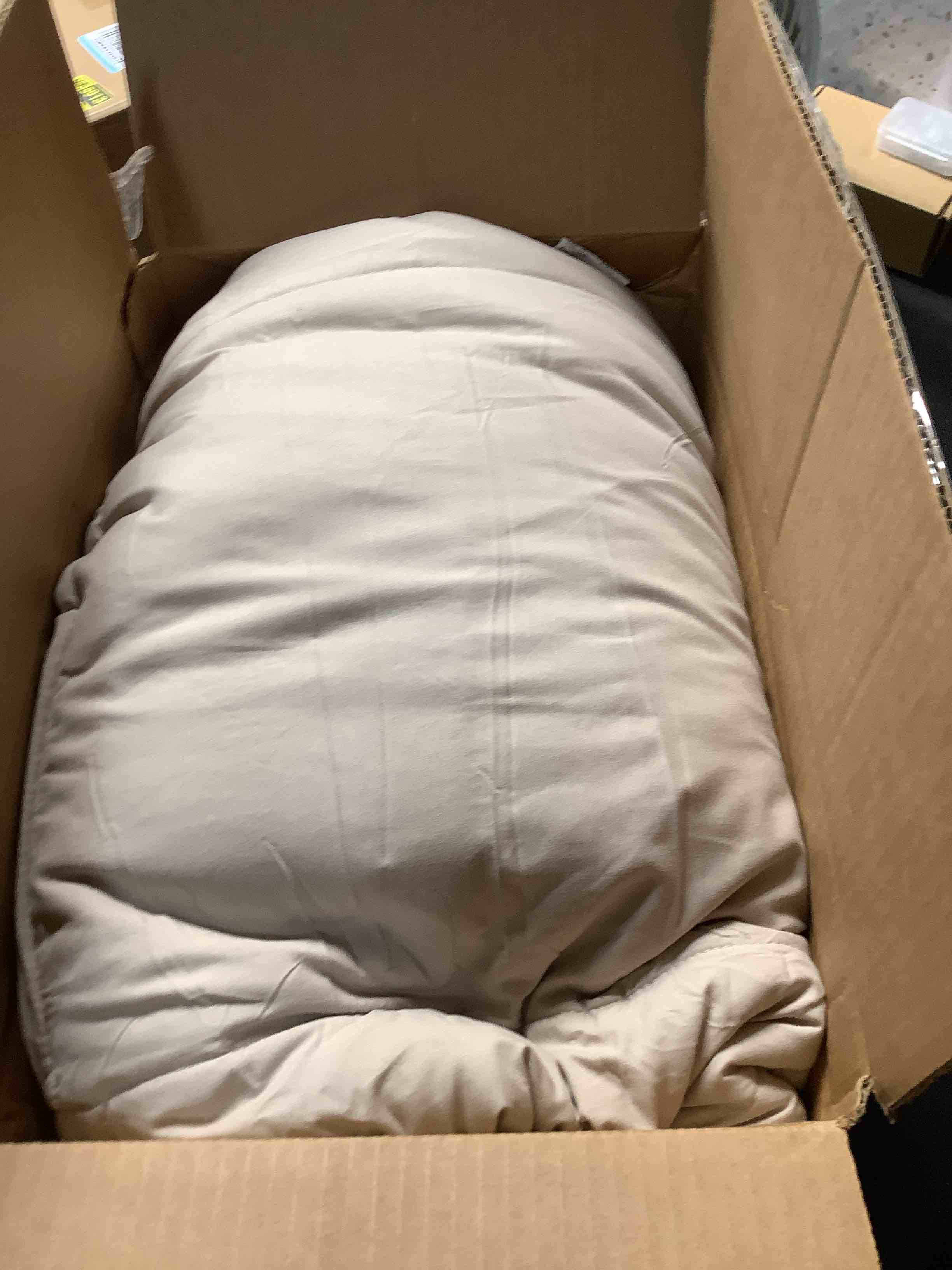 Condition photo showing Good Condition for king size, beige alternative down comforter - warm, lightweight, luxury, & breathable hotel quality bedding set - all season fluffy & cozy oversized cooling microfiber duvet insert comforter