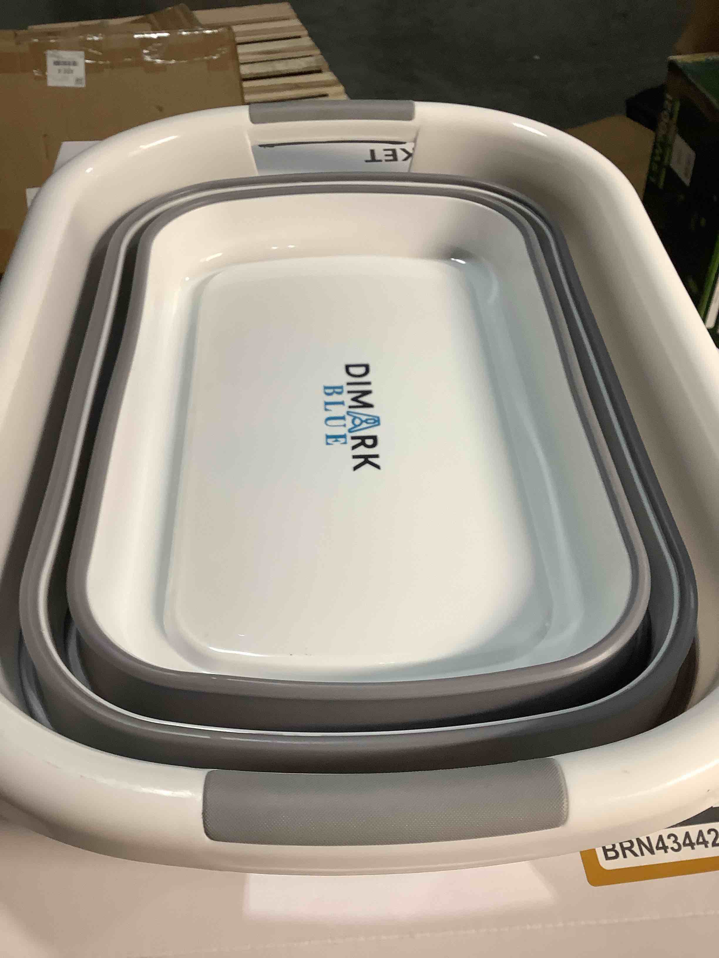Condition photo showing Good Condition for small collapsible laundry basket, foldable plastic clothes hamper with handles, lightweight space-saving laundry bin for bathroom, bedroom, dorm & travel – 26l