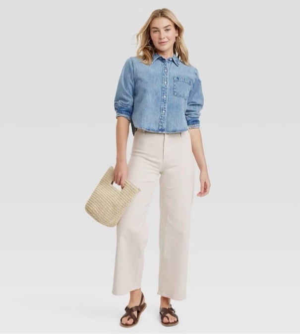 womenâs high-rise sailor wide leg ankle, jeans, universal threads size 14