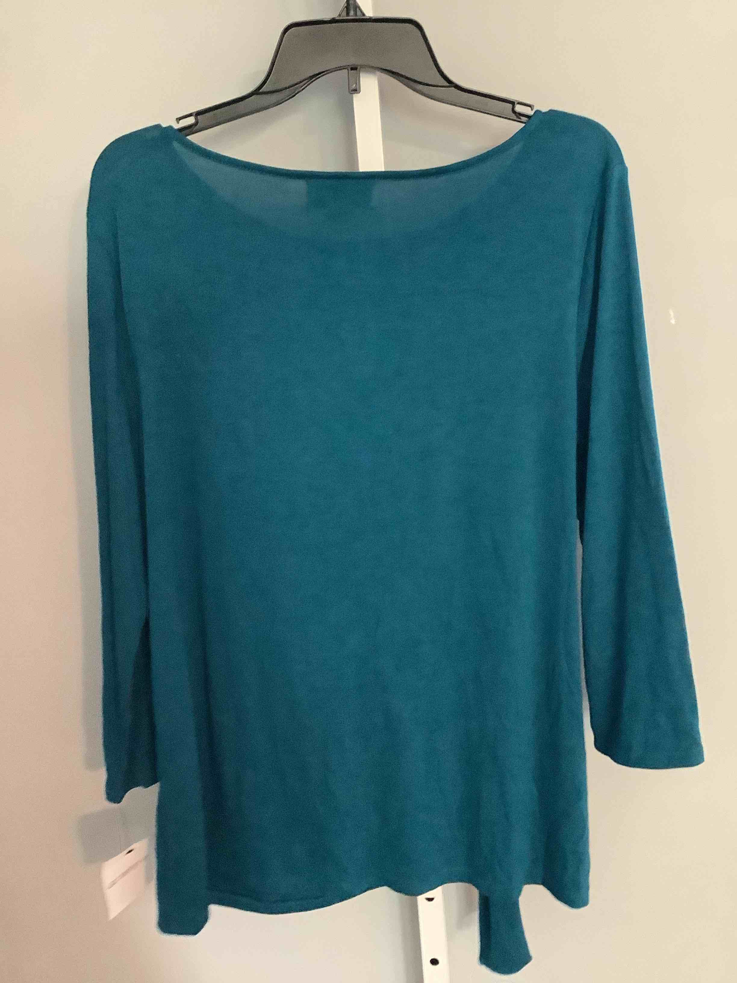 Condition photo showing New/Like New for liz claiborne women’s extra large tahoe, teal tie front top three-quarter sleeves