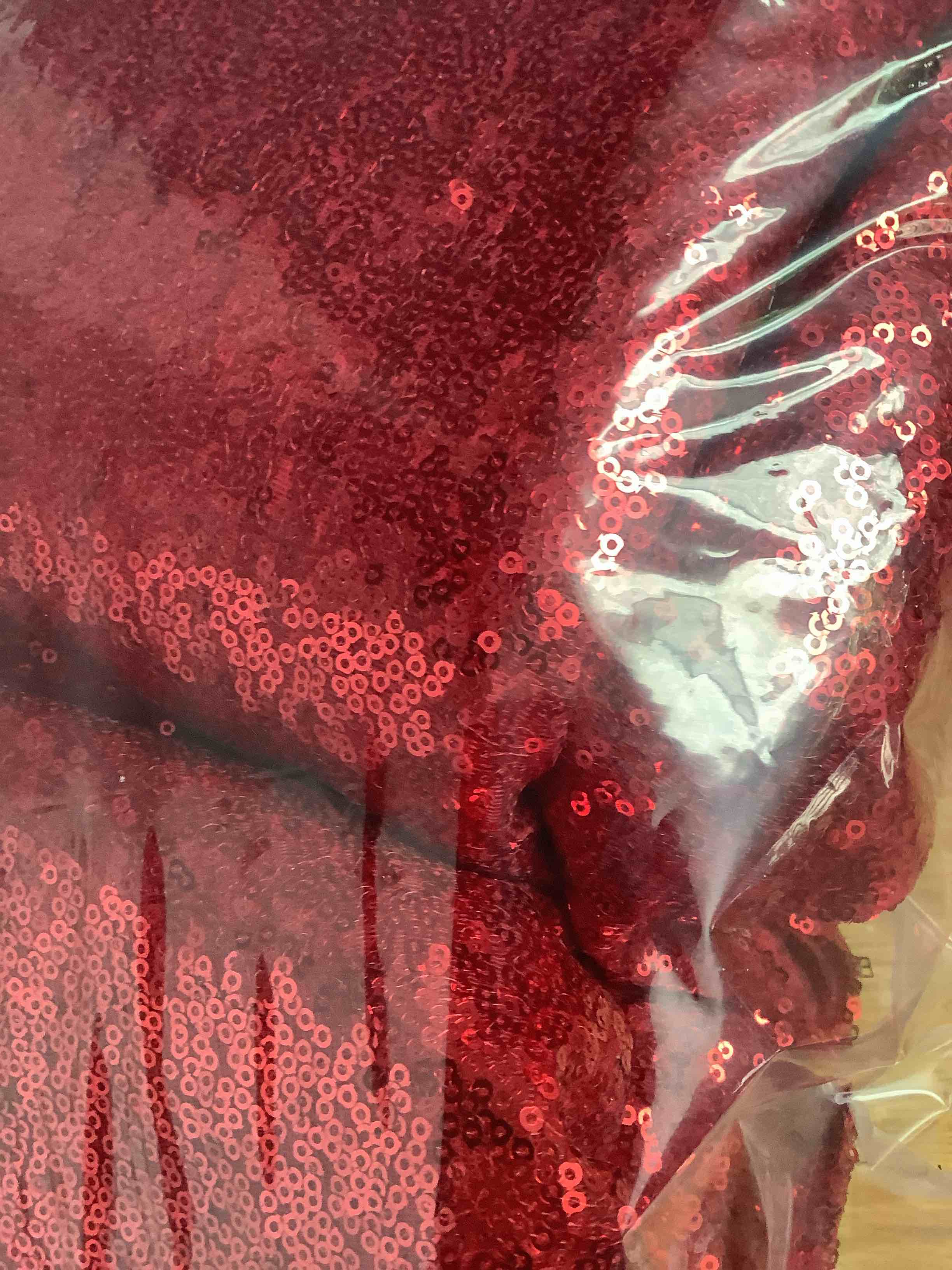 Condition photo showing Good Condition for similar product measures 9ft 8 by 4ft 6 ***** 54-inch x 4 yards red sequins fabric by the bolt - sewing craft bridal supplies