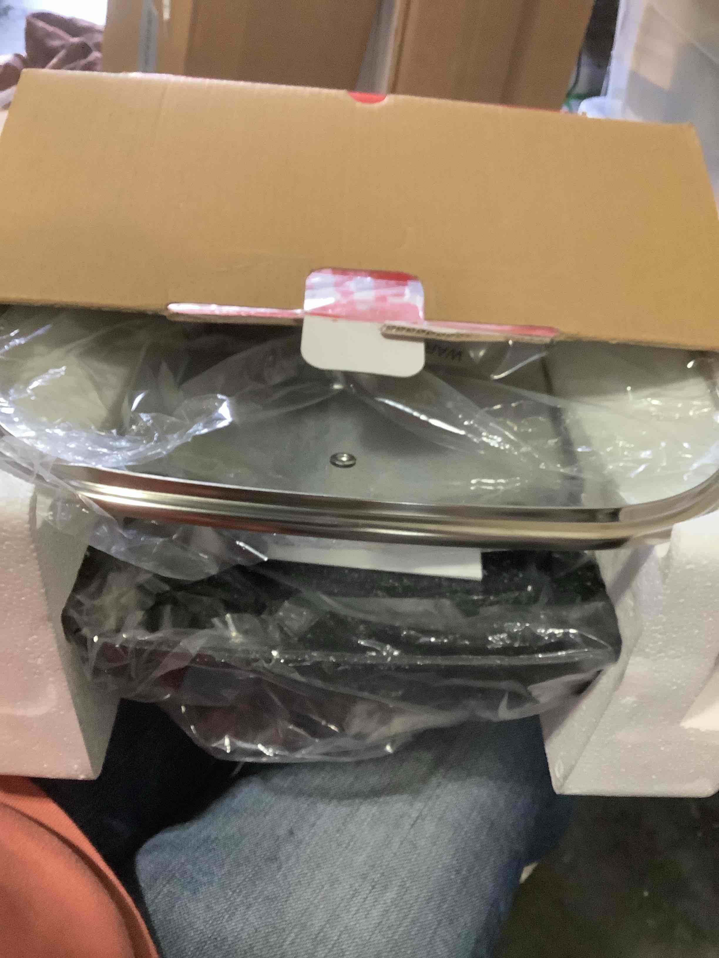 Condition photo showing Good Condition for Starfrit The Rock Electric Skillet - 12" x 12" - Rock.Tec Non-Stick Cooking Surface - Tempered Glass Lid - 1200W