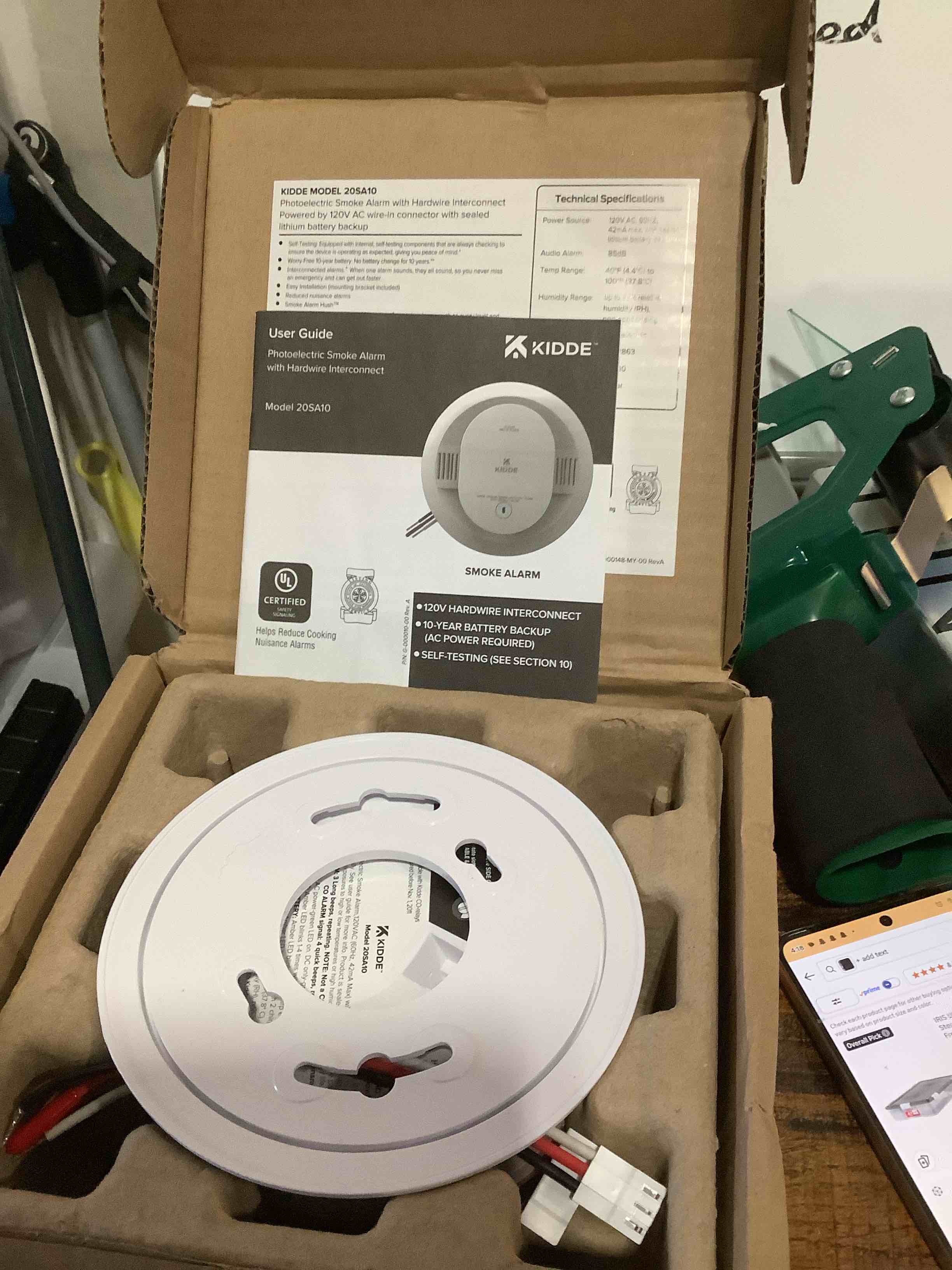 Condition photo showing Good Condition for Kidde Smoke Detector, 10-Year Battery, Photoelectric Sensor Smoke Alarm, White