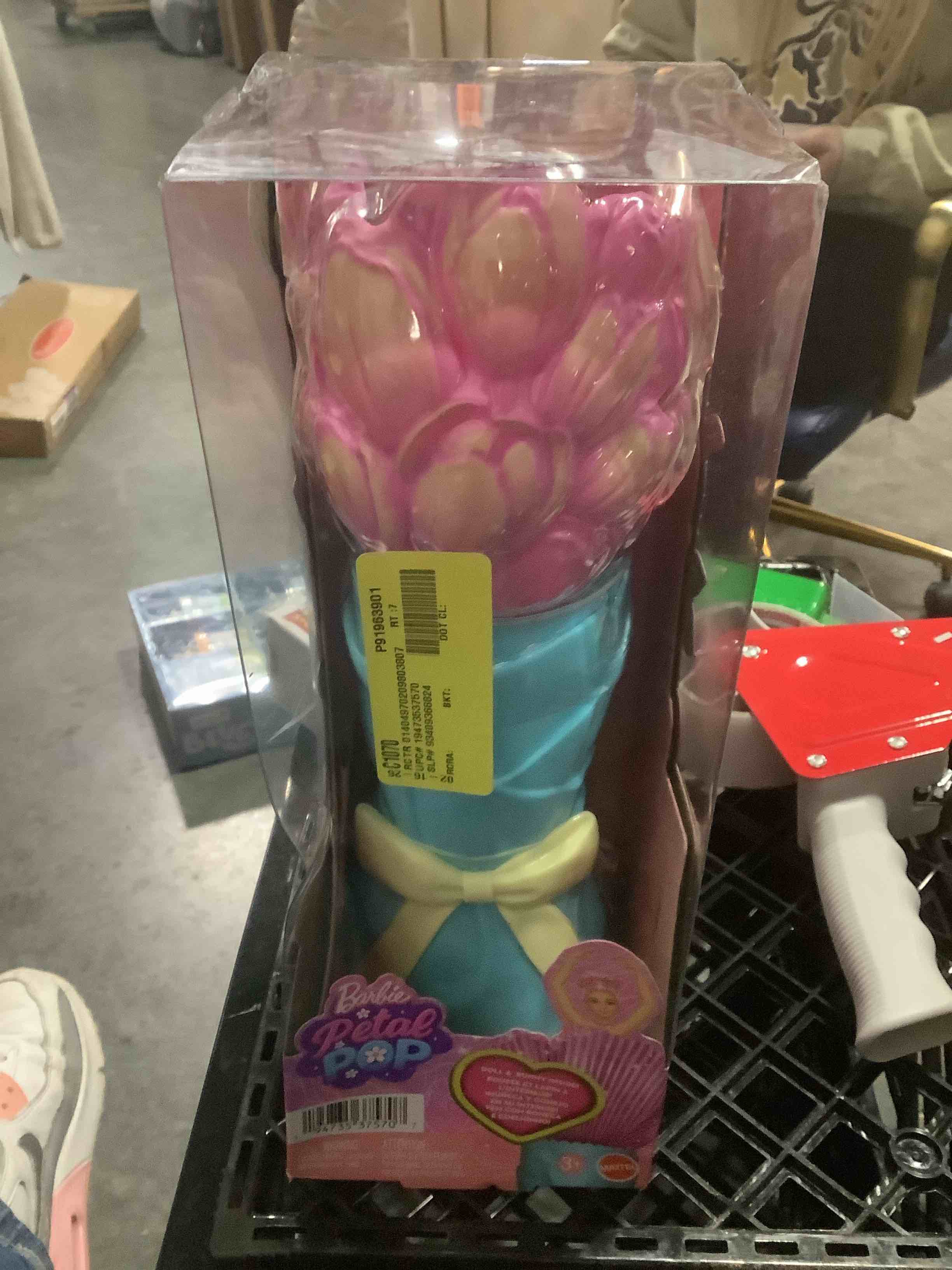Condition photo showing New/Like New for Barbie Petal Pop Scented Doll with Pink Tulip Dress & Accessories, Bouquet Reveal with Pet Bunny & Surprises Like Watering Can, Necklace & Earrings???