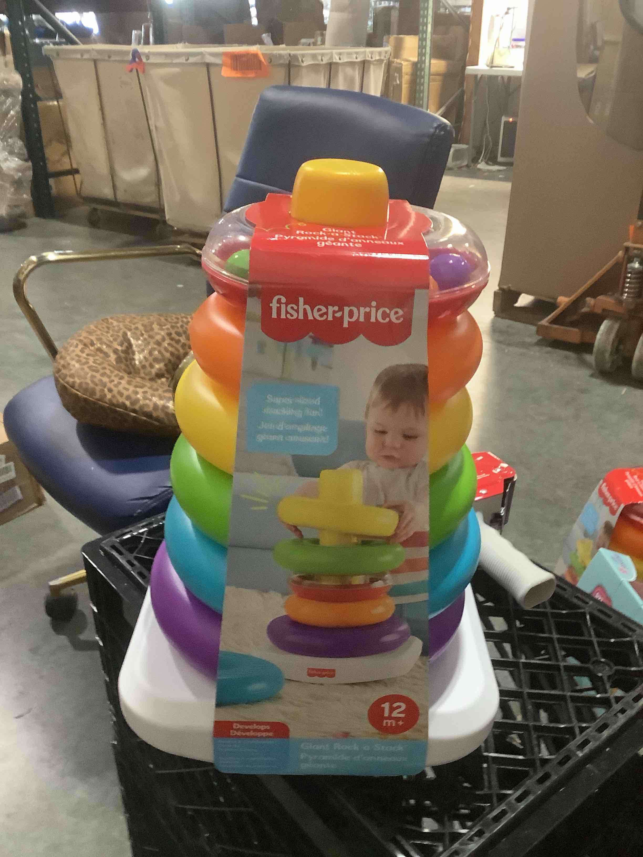 Condition photo showing Good Condition for Fisher-Price Baby & Toddler Toy Giant Rock-a-Stack, 14+ Inches Tall, Multi-Color Ring Stacker for Ages 1+ Years