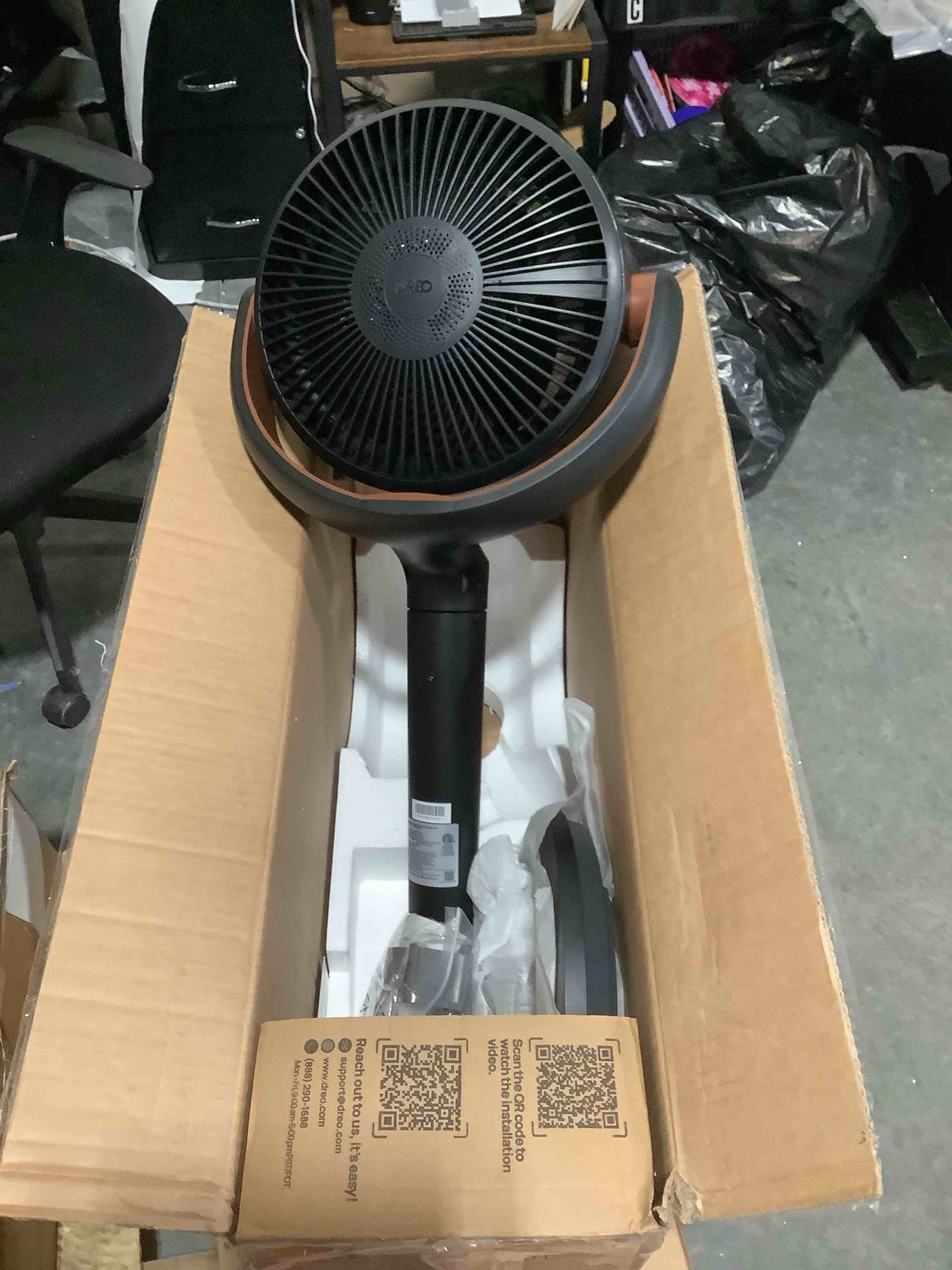 Condition photo showing Good Condition for Dreo Fan for Bedroom, 120° Oscillating Standing Fans, Quiet Floor Fan with DC Motor, 100ft Pedestal Fans for Room, 9 Speeds, 4 modes, 20dB, 120° Manual Vertical, 37-42" Adjustable Height, 9H Timer Grey