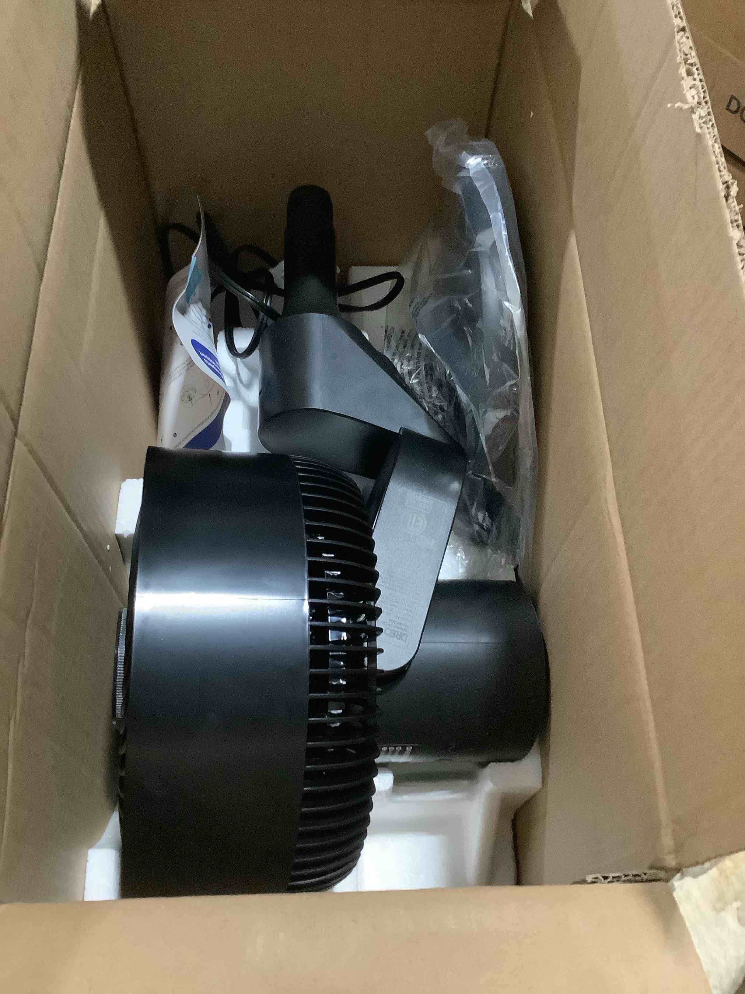 Condition photo showing As Is for Dreo Fan for Bedroom, 90ft Airflow, 20dB Quiet Fan, 90° Oscillating Standing Fan, DC Motor, 8+H Speeds, 3 Modes, 38-42'' Adjustable Height, 8H Timer, Air Circulator for Room, 105° Manual Vertical Black