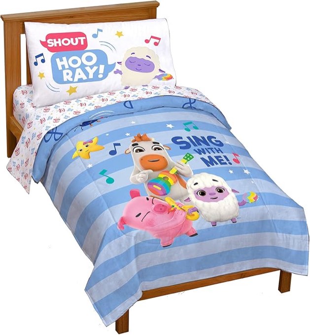 Jay Franco Moonbug Little Baby Bum Sing with Me 4 Piece Toddler Bed Set - Super Soft Microfiber Bed Set Includes Toddler Size Comforter & Sheet Set